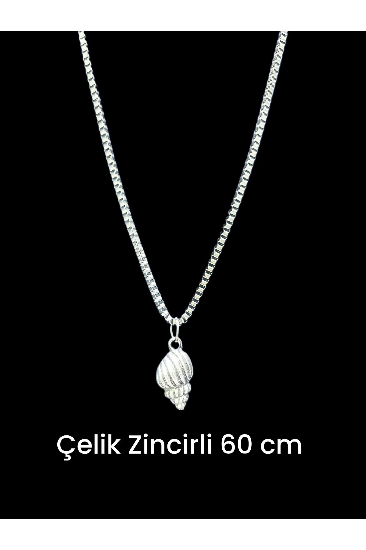 whocares Unisex Kararmaz Çelik Zincirli Deniz Kabuğu Sembollü Kaliteli Gümüş Renk