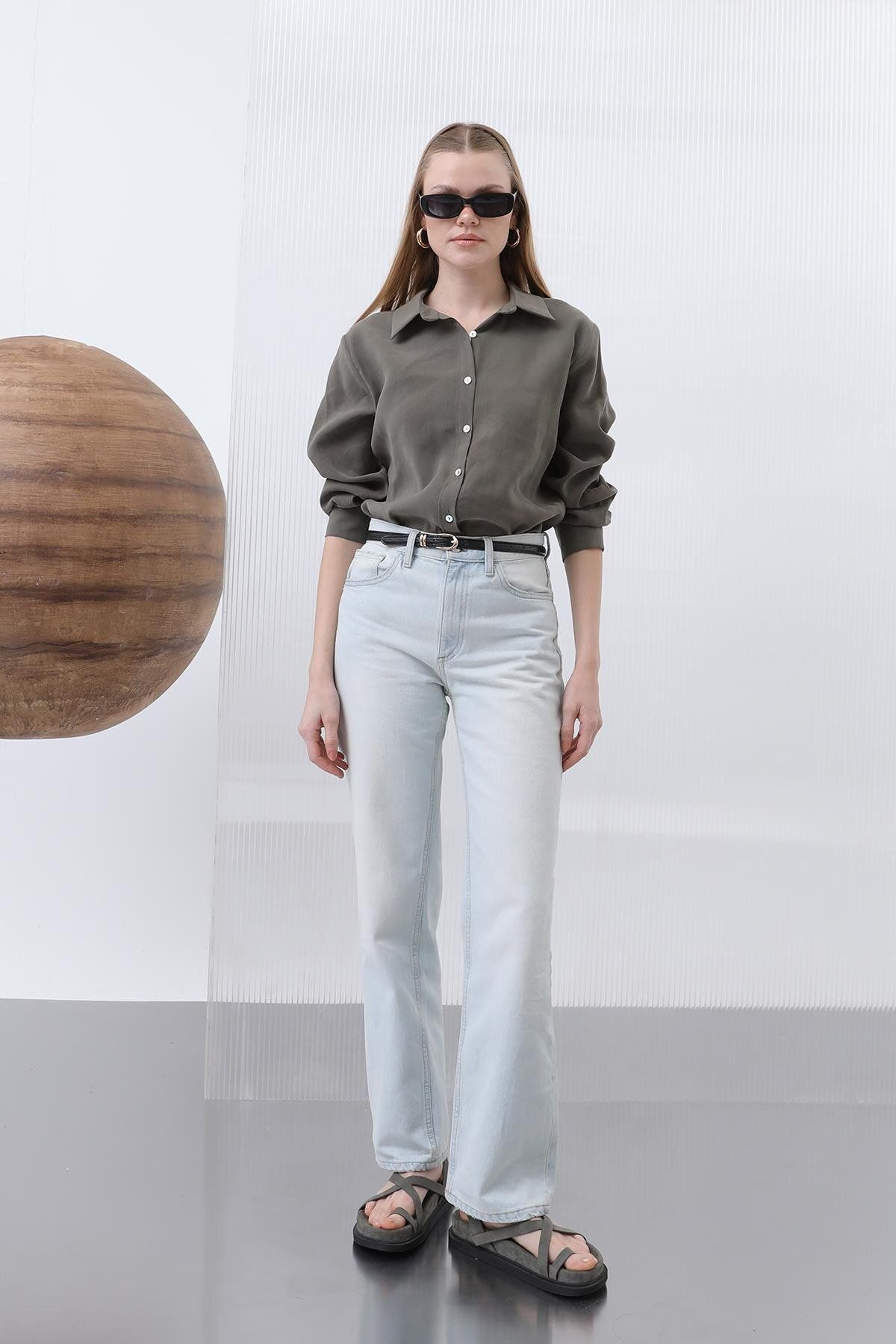 Soul Kadın Basic Gömlek -32207GML - KHAKI