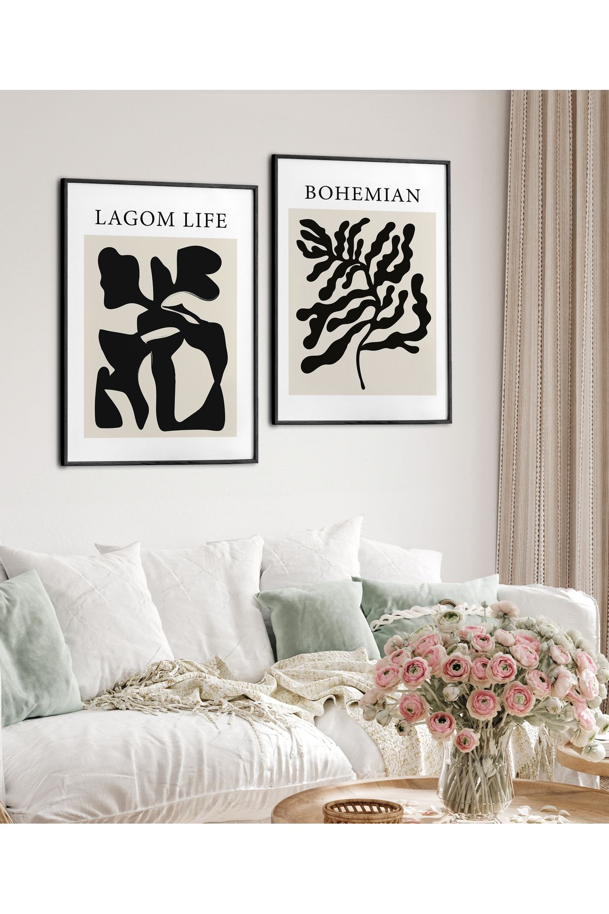 HOMEPACK İkili Ahşap Çerçeveli Tablo, 2 Parça Poster Tablo, IKILI082-30X40