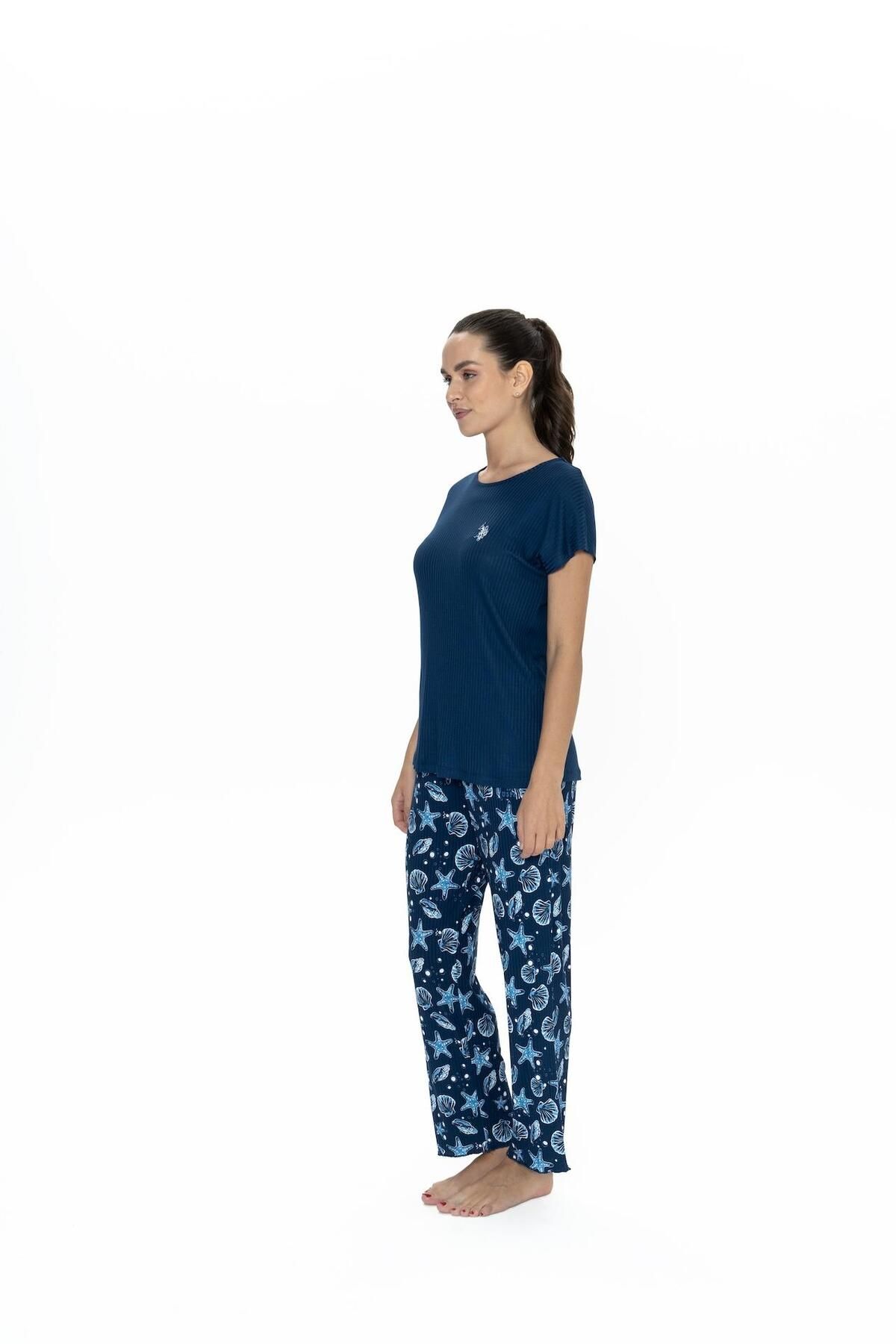 U.S. Polo Assn. Us Polo, Bisiklet Yaka Kısakol, Viskon Kadın Pijama Takım