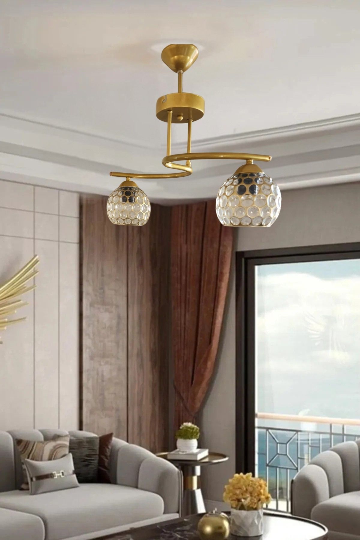 Ömür Avize ilkim 2li gold kasa avize