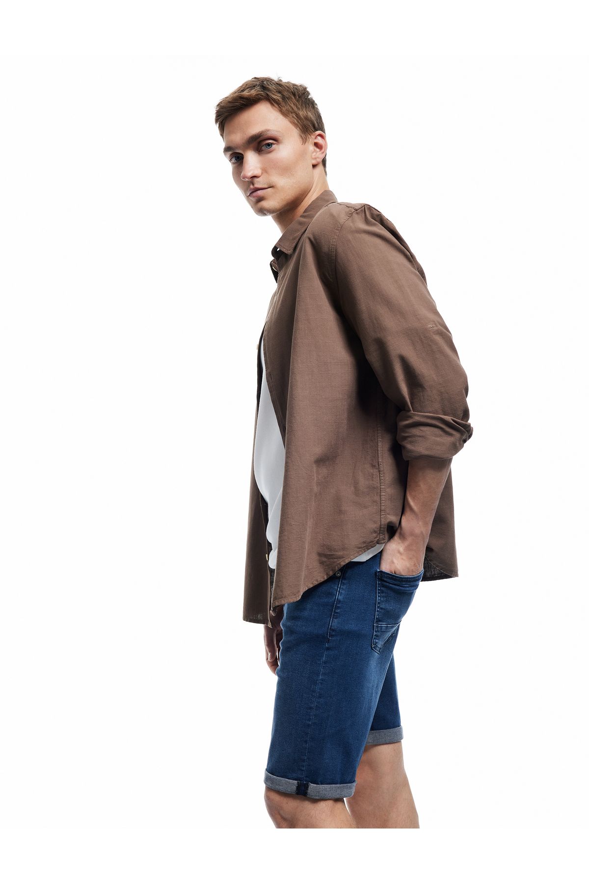 Koton Normal Bel Cep Detaylı Pamuklu Slim Fit Jean Şort
