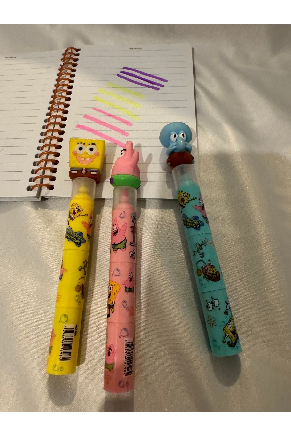 facnspt SpongeBob Karakterli Fosforlu Kalem Seti – 3’lü (SüngerBob, Patrick, Squidward)