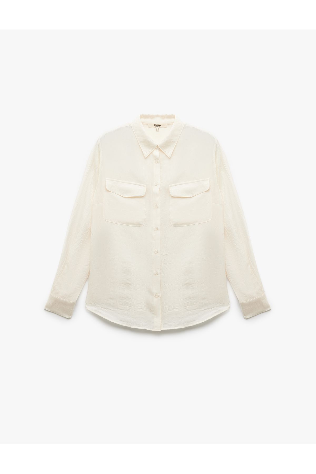 Koton-Viscose Fabric Covered Pocket Detailed Long Sleeve Shirt 3