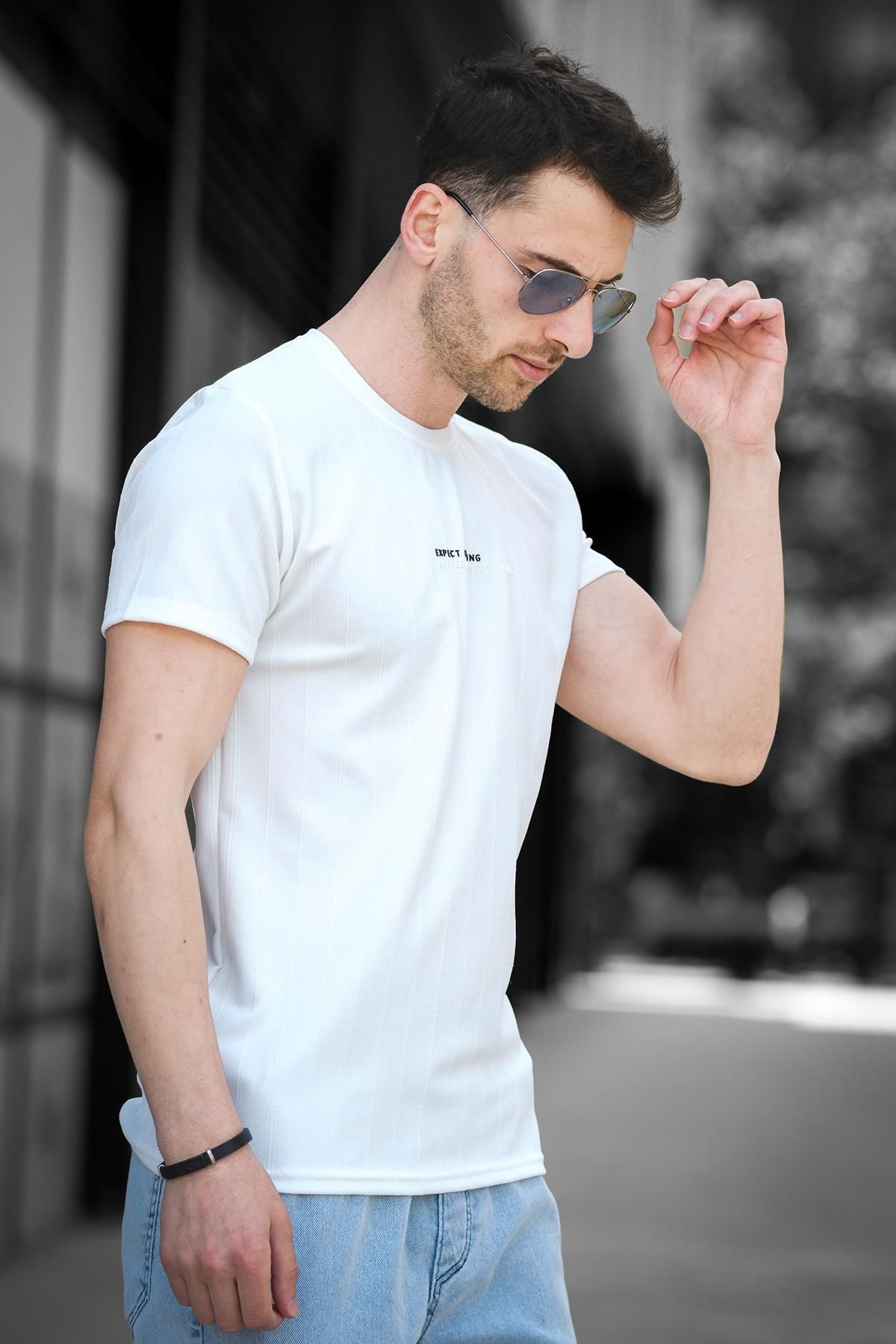 Oksit Expect Slim Fit Likralı Bisiklet Yaka Baskılı Erkek Tshirt