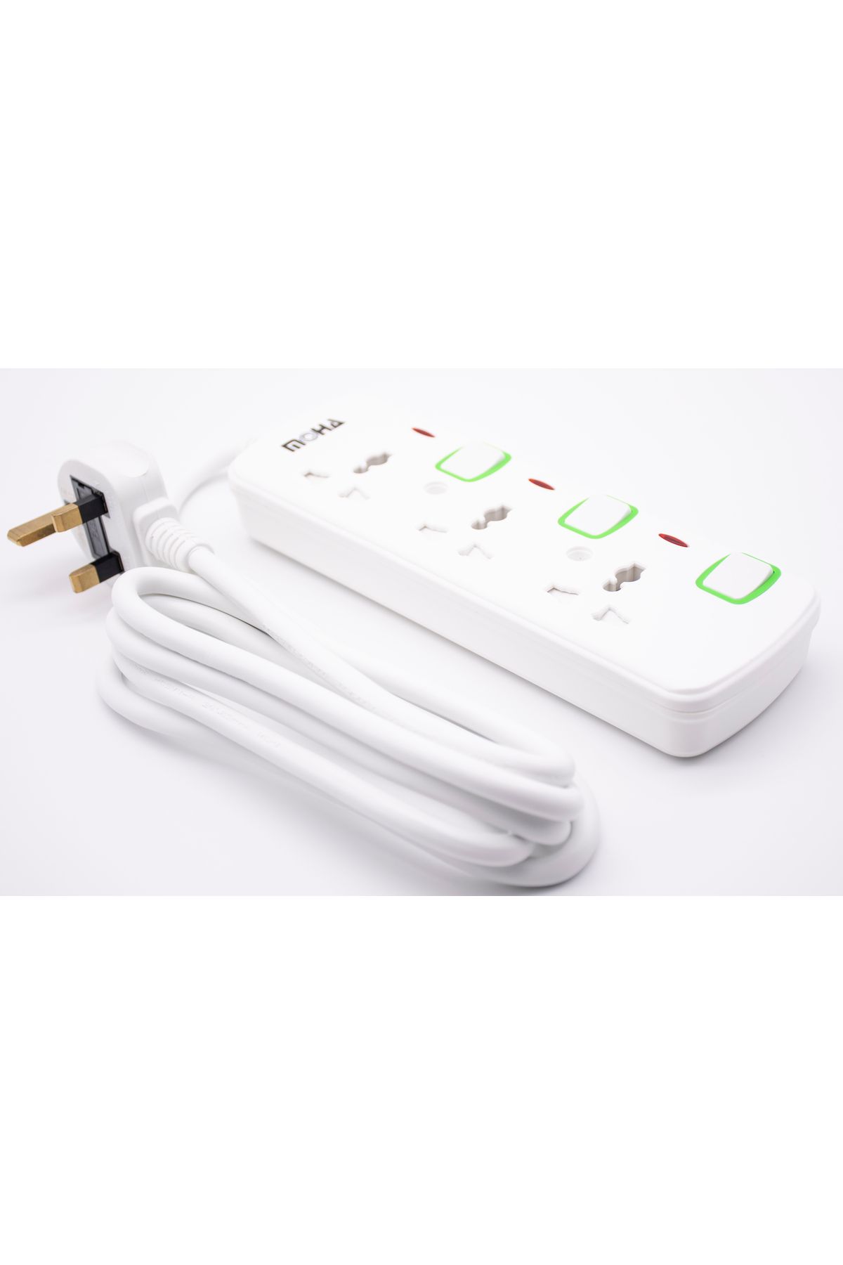 Moha-Extension 3 Way Sockets Outlet Power Strips , Universal Plug with 2M Cord, for Home, Office 2