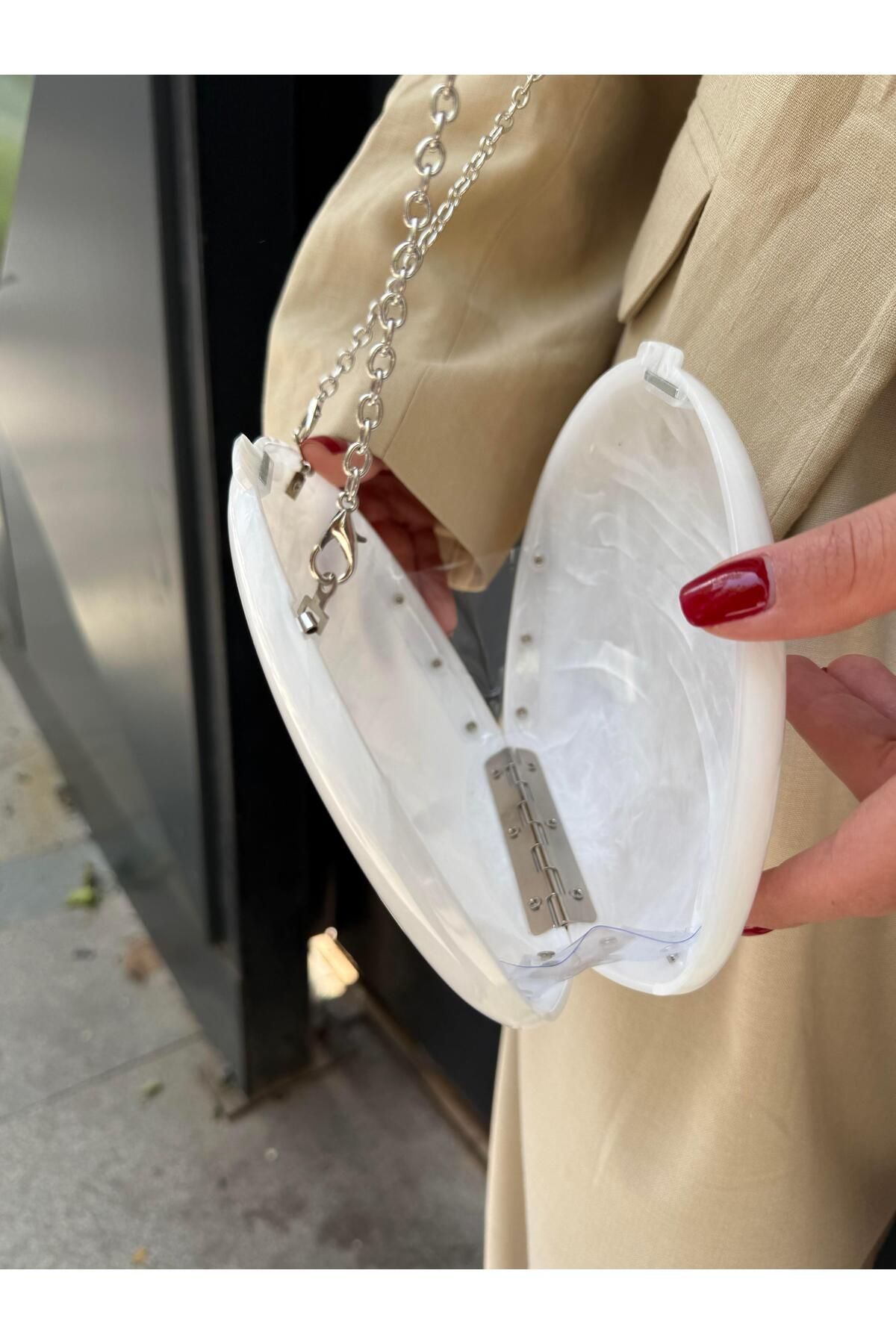 Eataly Shoes Damla Model Beyaz Kemik Kutu Çanta