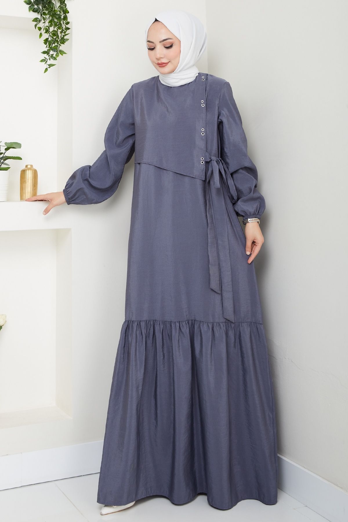 InStyle-Modal Gray Dress with Bird's Eye Detail 1