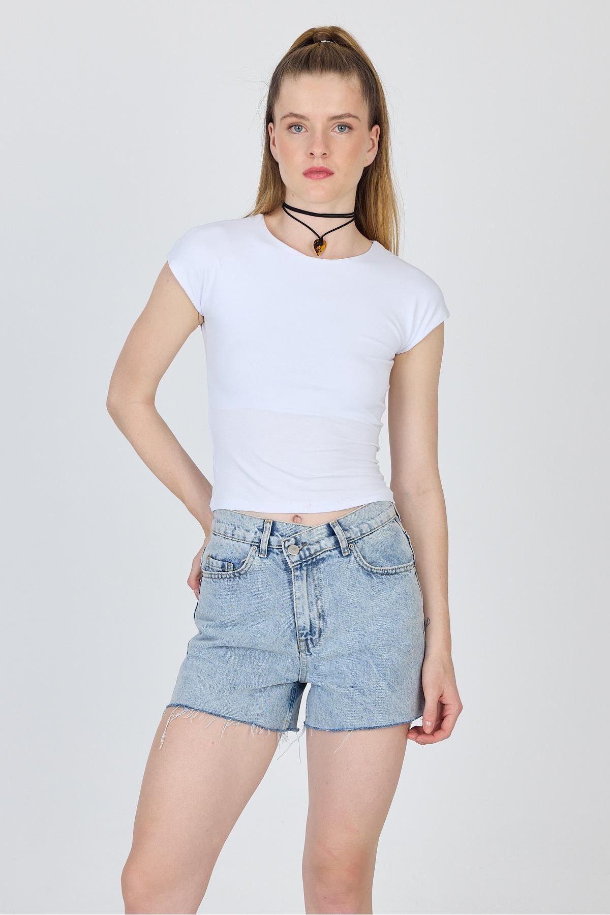 Rays Beyaz Bisiklet Yaka Pamuklu Slim Fit Tişört 9190