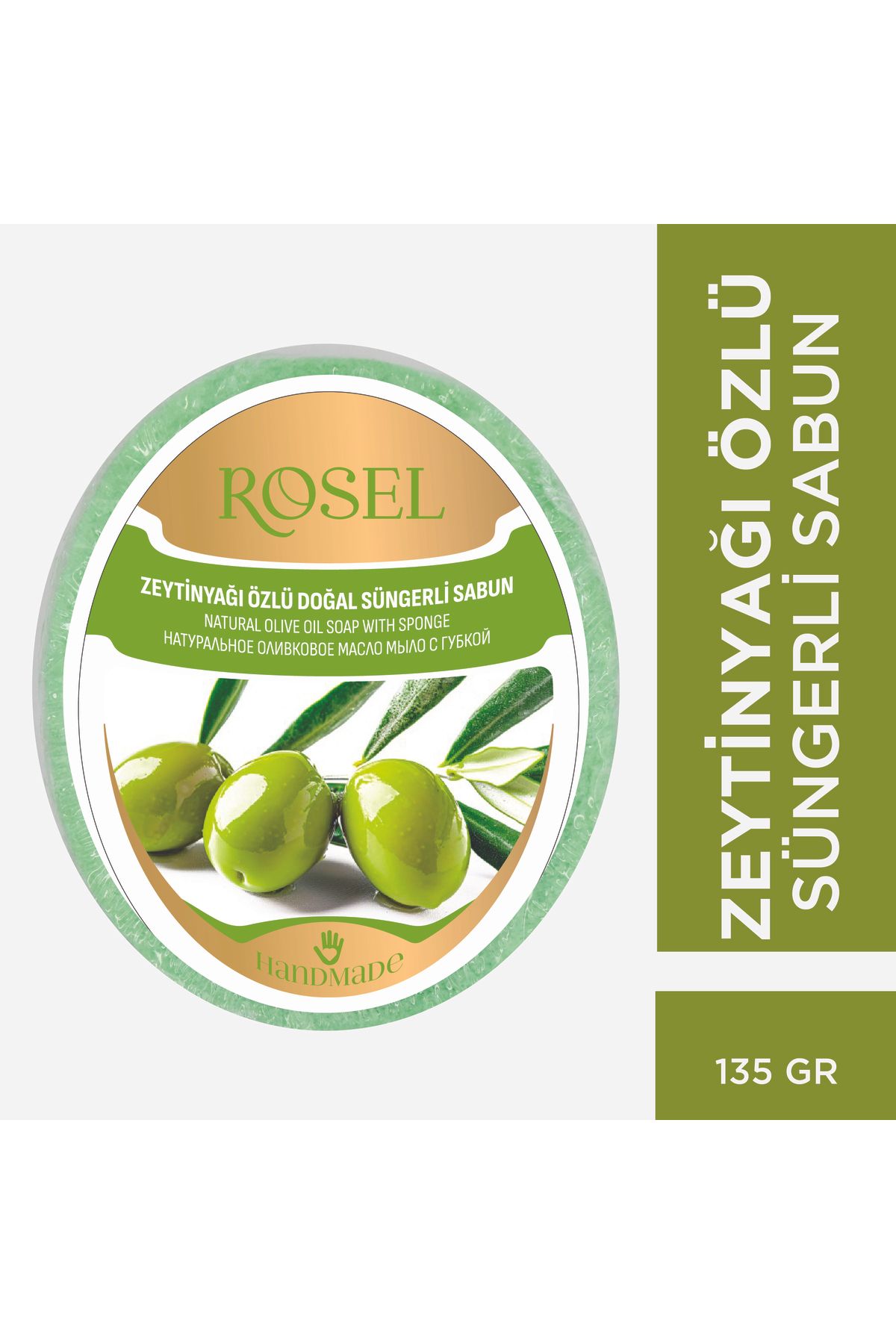 rosel Zeytinyağı Özlü Süngerli Doğal Sabun