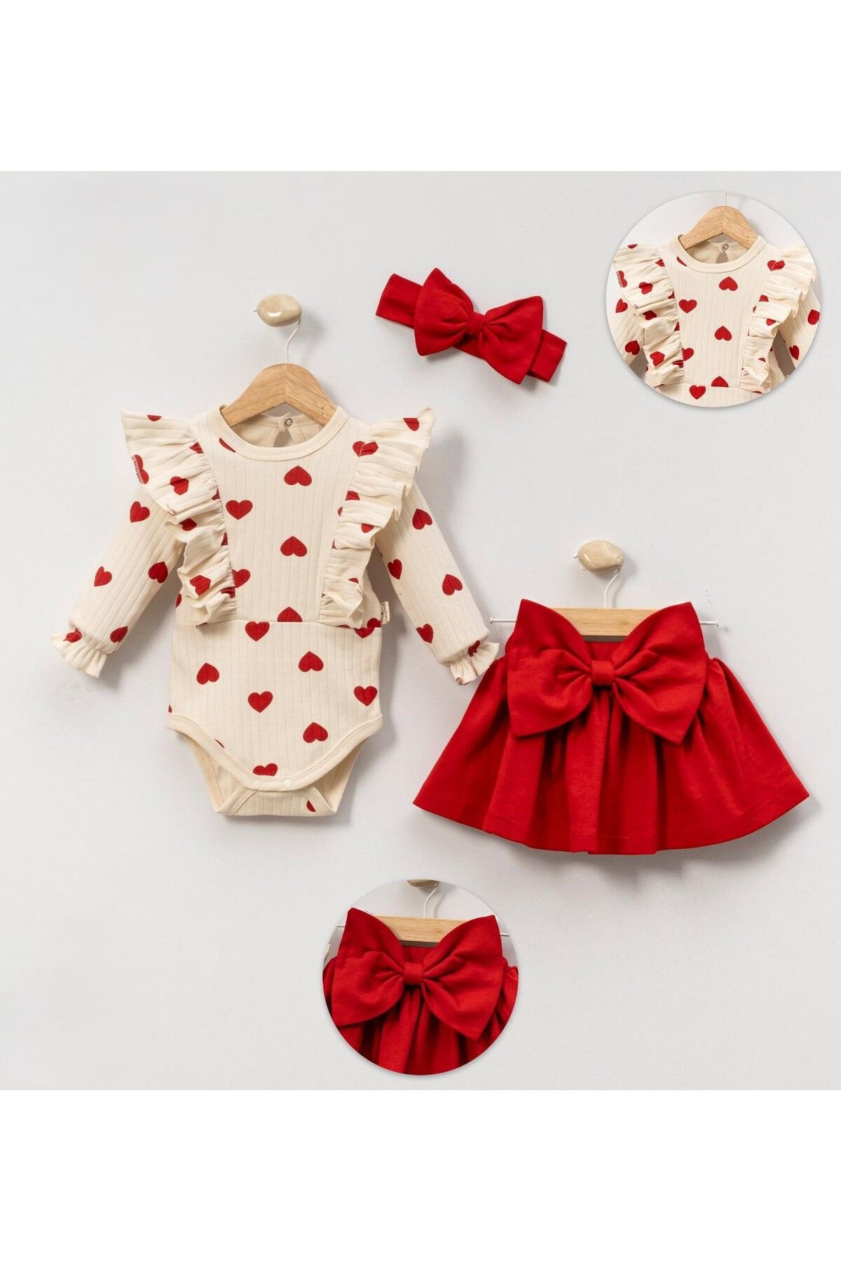 Bulut Baby kız bebek buyuk kalıp desan eteklı 3 lü takım