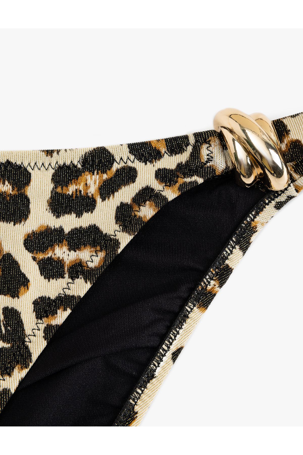 Koton-Leopard Pattern Bikini Bottom with Accessory Detail 3