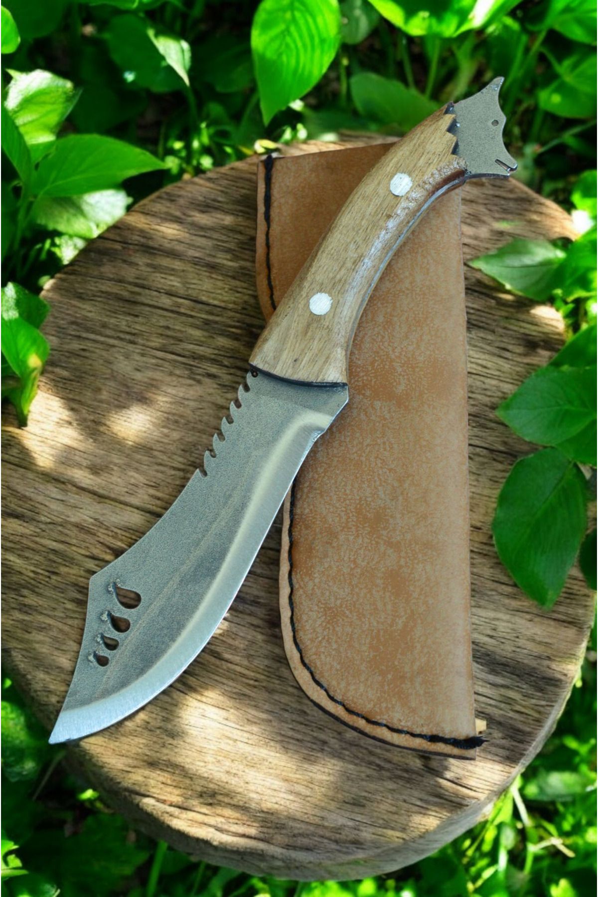 MERTCAN KNİFE 19 cm kurt başlı outdoor av ve kamp bıçağı mutfak bıçağı çakı kasap et bıçağı