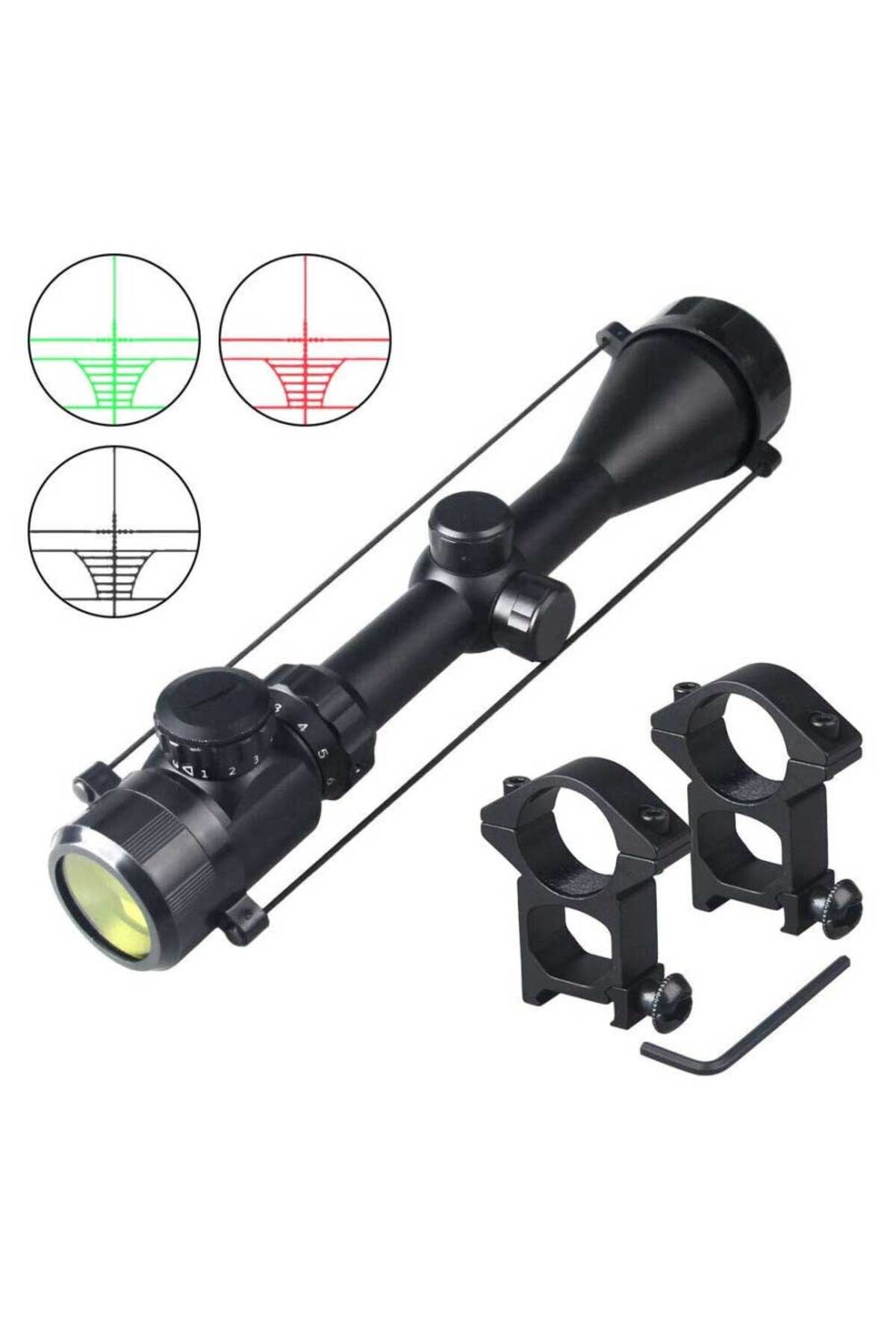 ÖYKÜ VE YİĞİT Spike 3-9x50 Zoomlu Dürbünü Kırmızı Yeşil Işık Çelik Gövde