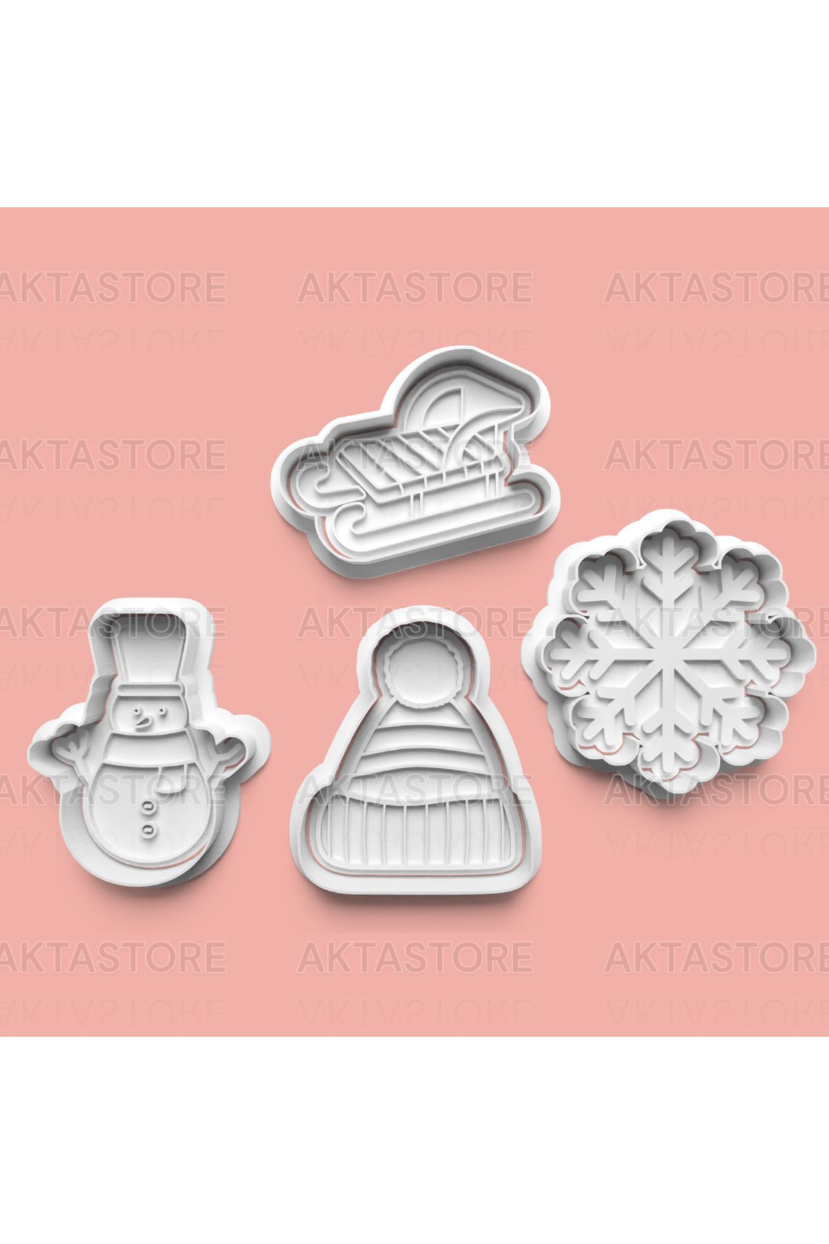 AKTASTORE Yılbaşı Kar Teması Kurabiye Kalıbı 4'lü set