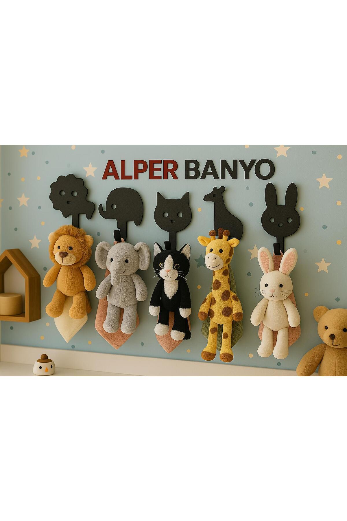 BellaBagno Yapışkanlı Mini Hayvan Askılık – 5’li Set, Çocuk Odası Dekoru - Dolap Askılığı