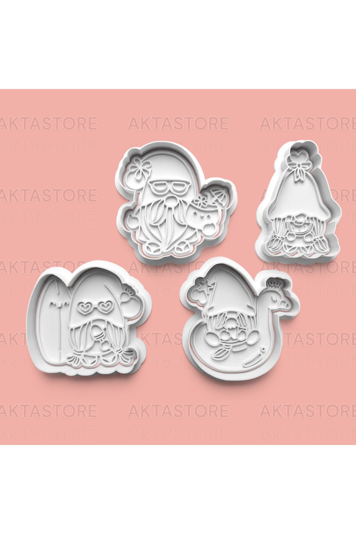 AKTASTORE Cüce Tatili Kurabiye Kalıbı 4'lü set