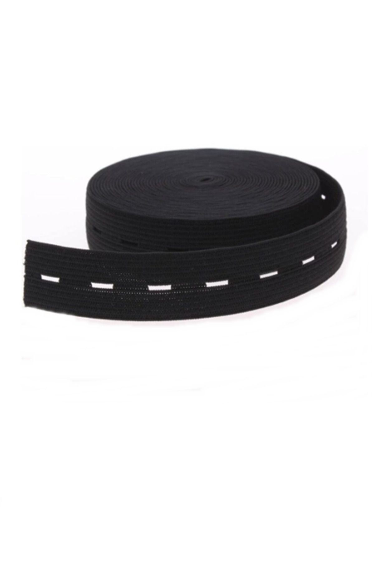Kezban Tekstil SİYAH Renk Delikli-ilikli Lastik 2 Cm Eninde 2 Metre Uzunluk