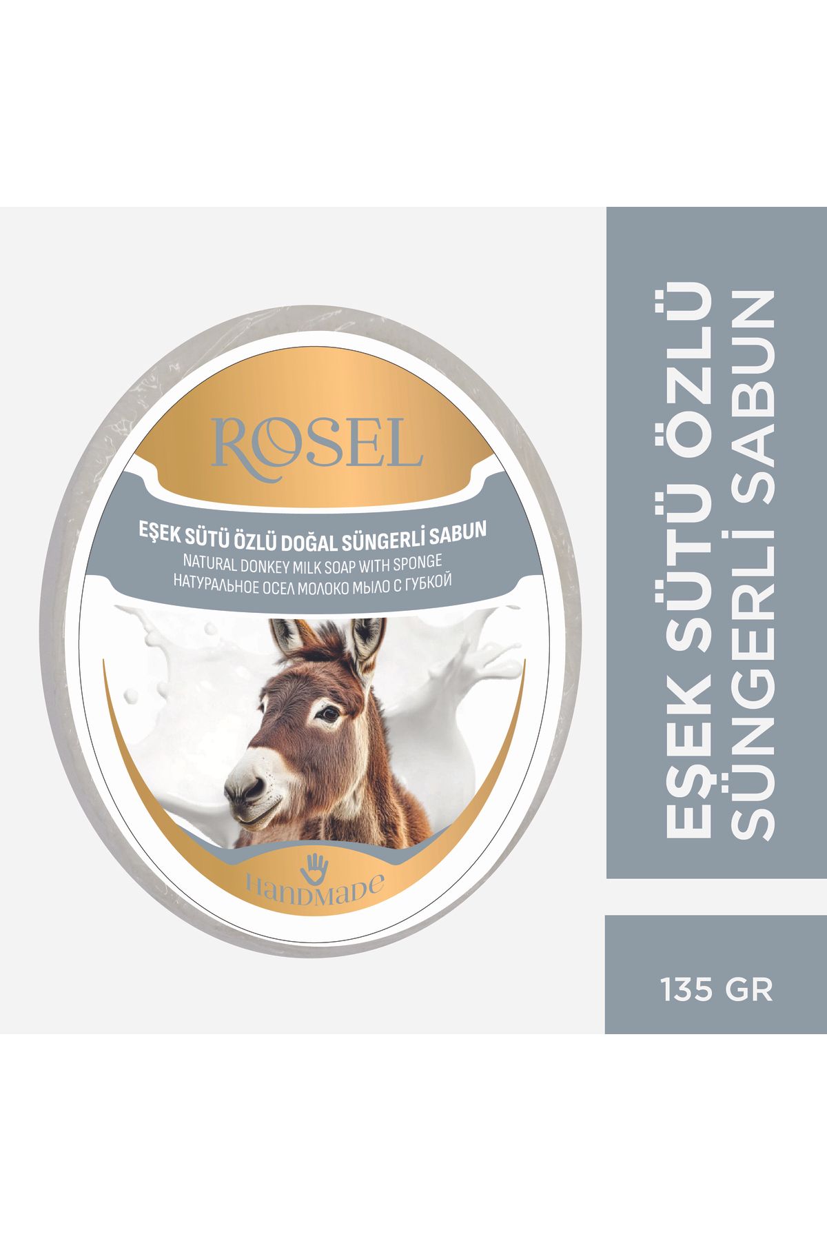 rosel Eşek Sütü Özlü Süngerli Doğal Sabun