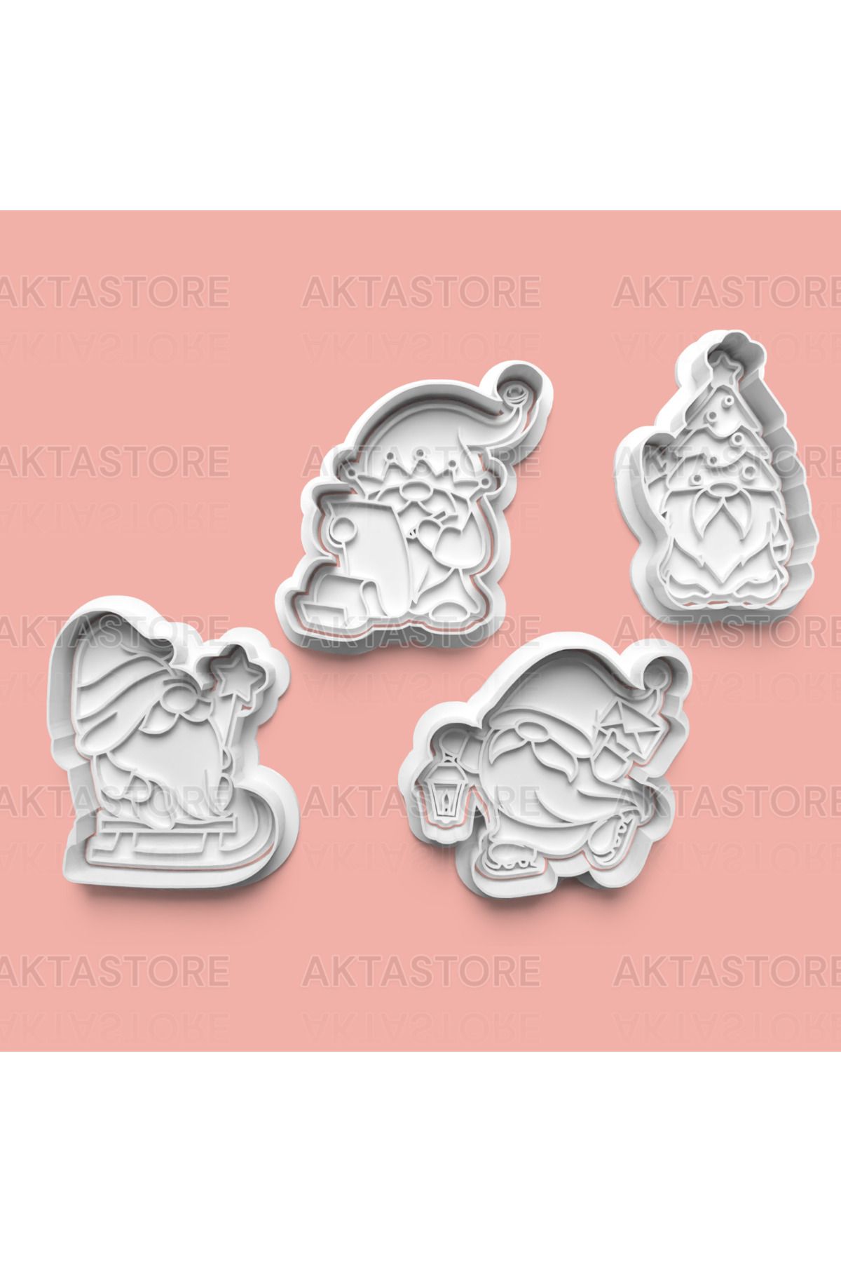 AKTASTORE Yılbaşı Cücesi Kurabiye Kalıbı 4'lü set