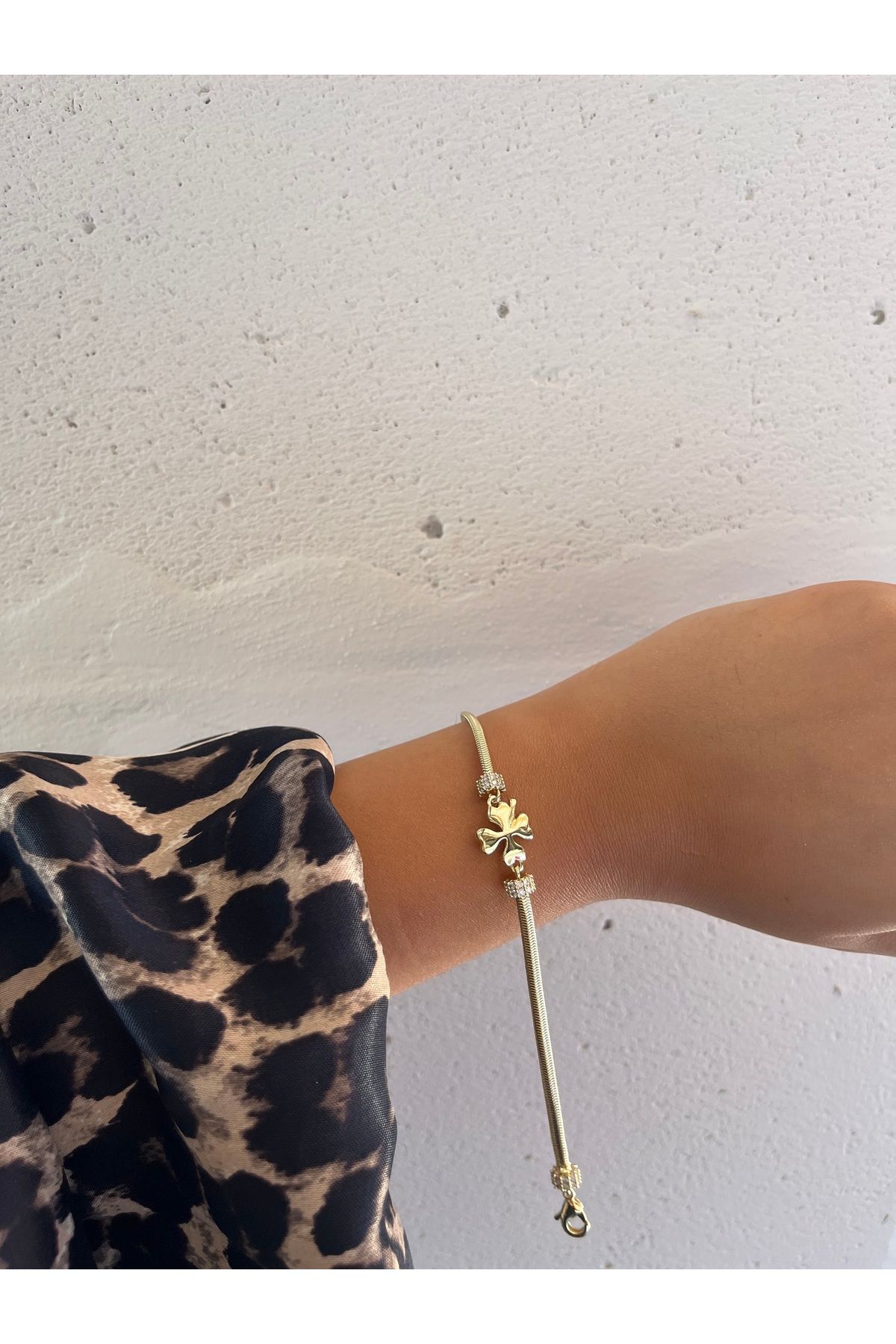 FASHİON JEWELRY İtalyan Zincir Yaprak Şans Bilekliği