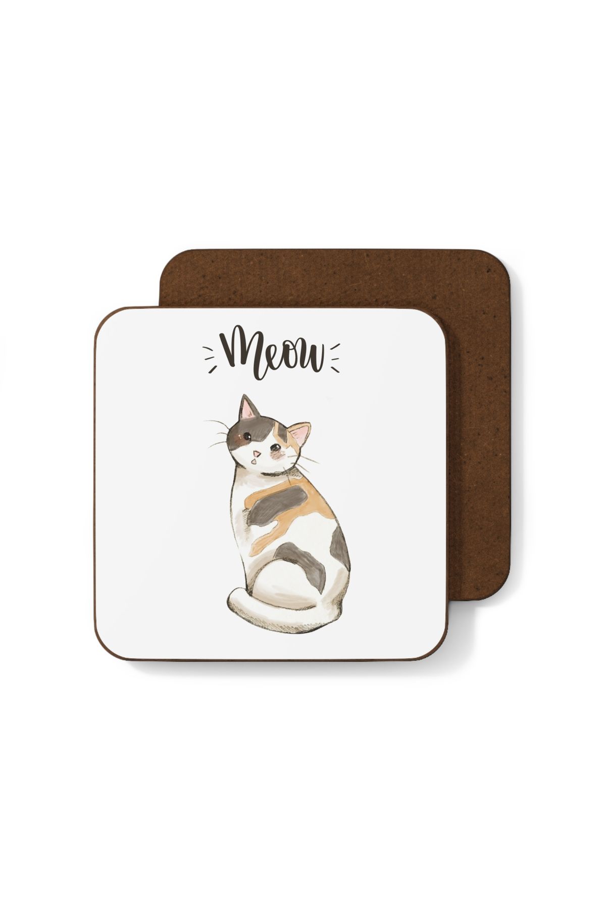 Hilosh Meow Kedi Baskılı Tasarımlı Bardak Altlığı