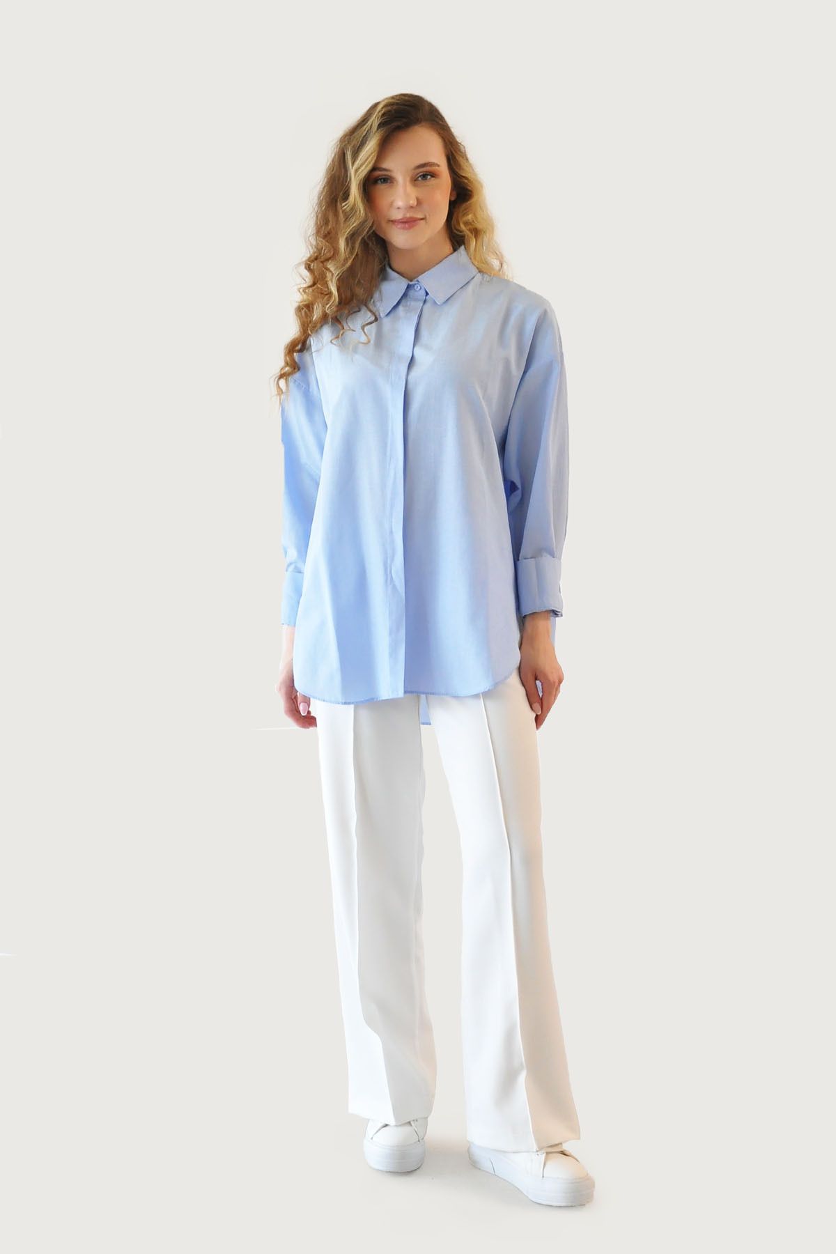 Rukayyel Basic Poplin Gömlek - Mavi