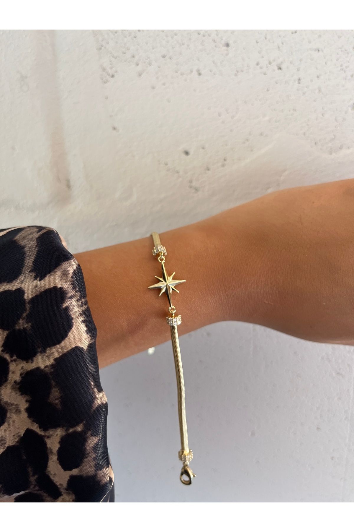 FASHİON JEWELRY İtalyan Ezme Zincir Kutup Yıldızı Bileklik Modeli