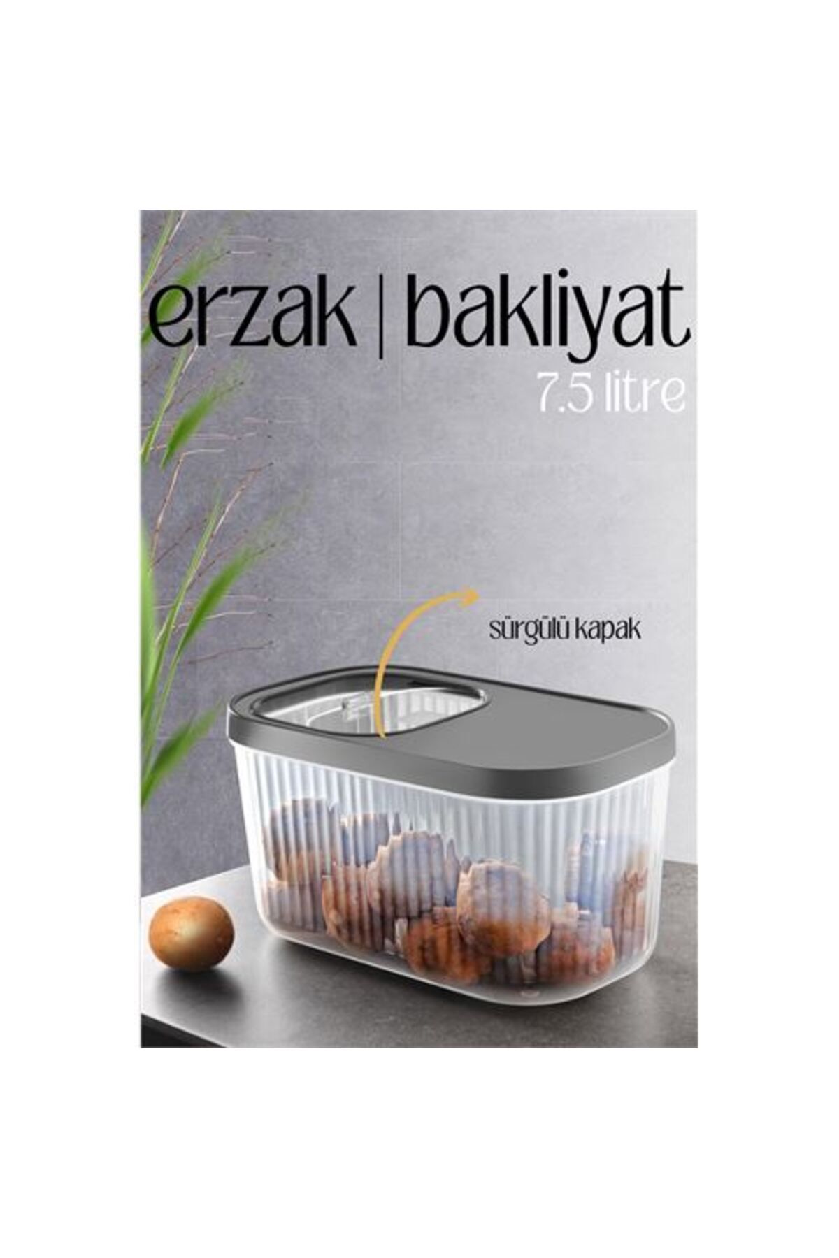 ÖYKÜ VE YİĞİT MultiBox Erzak Bakliyat Kutusu Sürgülü Kapak 7.5 Litre