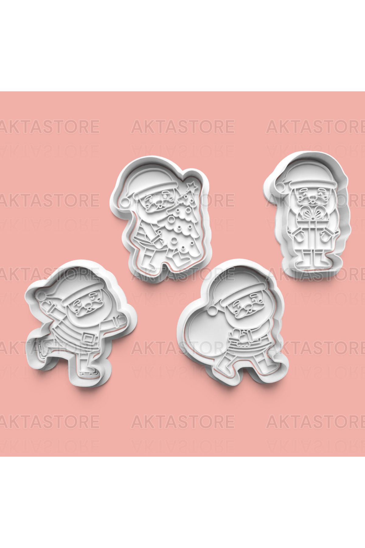 AKTASTORE Noel Baba Kurabiye Kalıbı 4'lü set