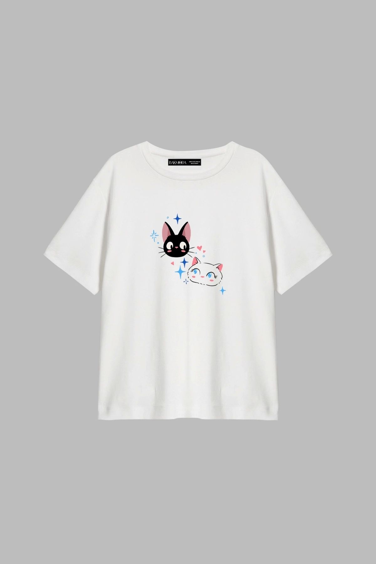 CİNEMA MODA Jiji And Lily Baskılı Relaxed Fit Beyaz Kadın Tshirt