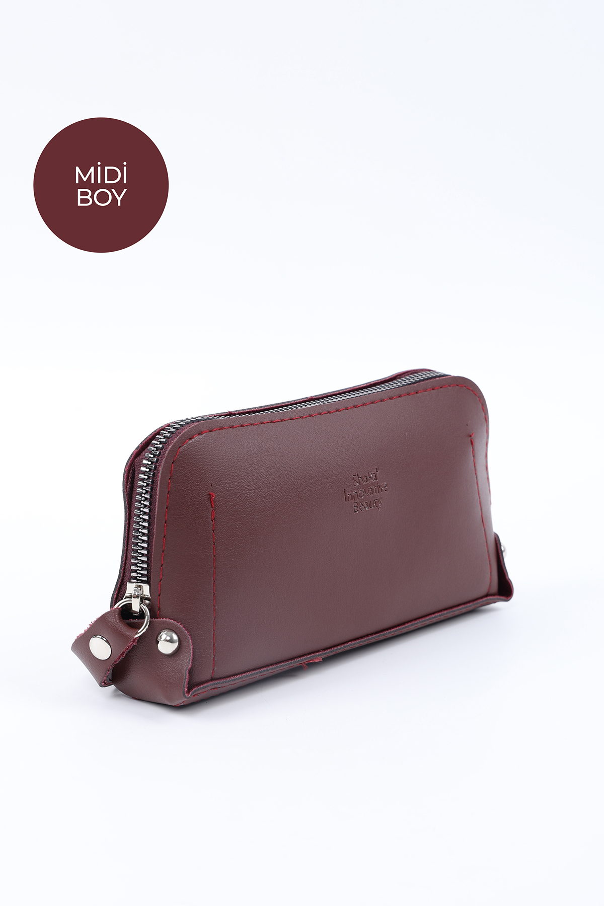 SHAKA Bordo Shk222 Suni Deri, Fermuarlı ,4 Bölmeli ,Askılı Telefon Cüzdanı ve El Çantası görsel 2