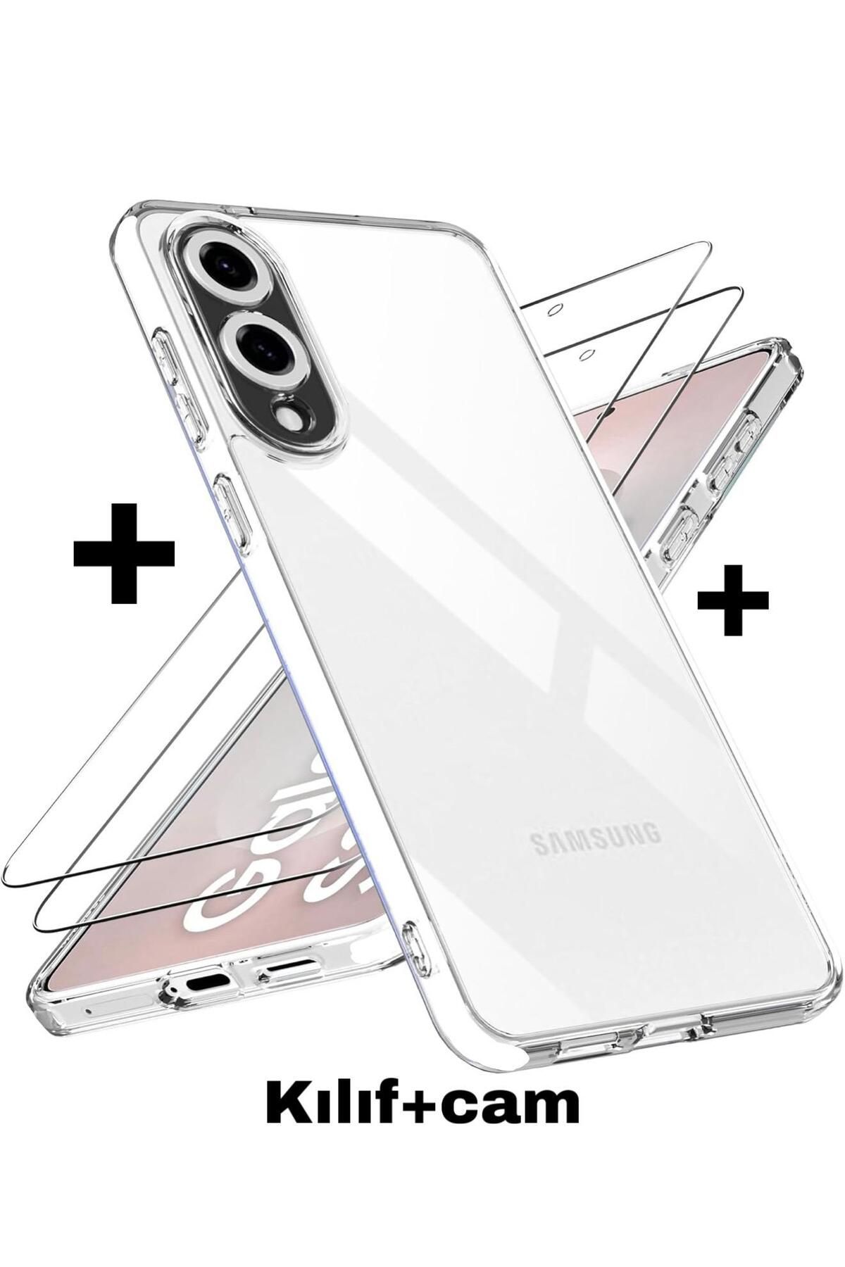 Sphone Samsung Galaxy S25 Edge Şeffaf Kılıf Kamera Korumalı Renksiz Silikon +9H Temperli Ekran Koruyucu Cam