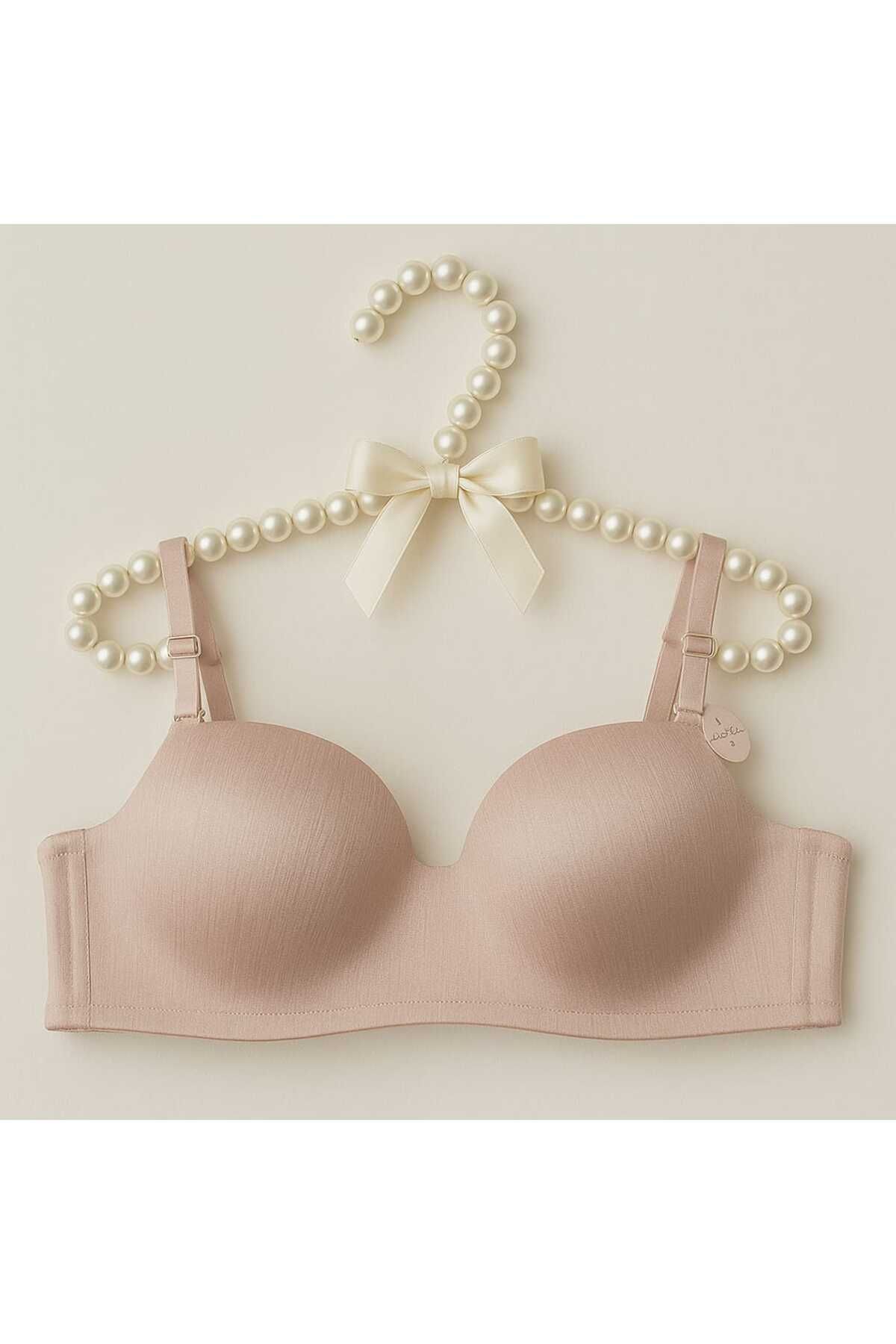 gigigiyim Pudra Işıltı Desteksiz Push-Up C Cup Kesim Sütyen