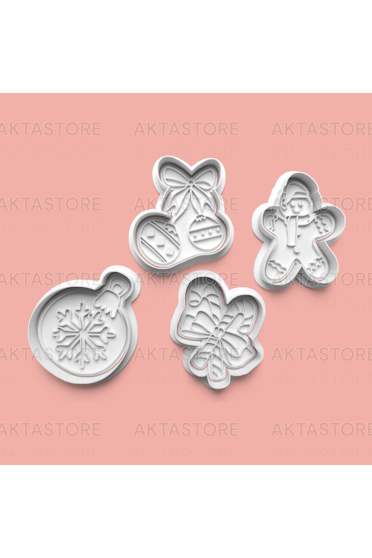 AKTASTORE Yılbaşı Teması Kurabiye Kalıbı 4'lü set