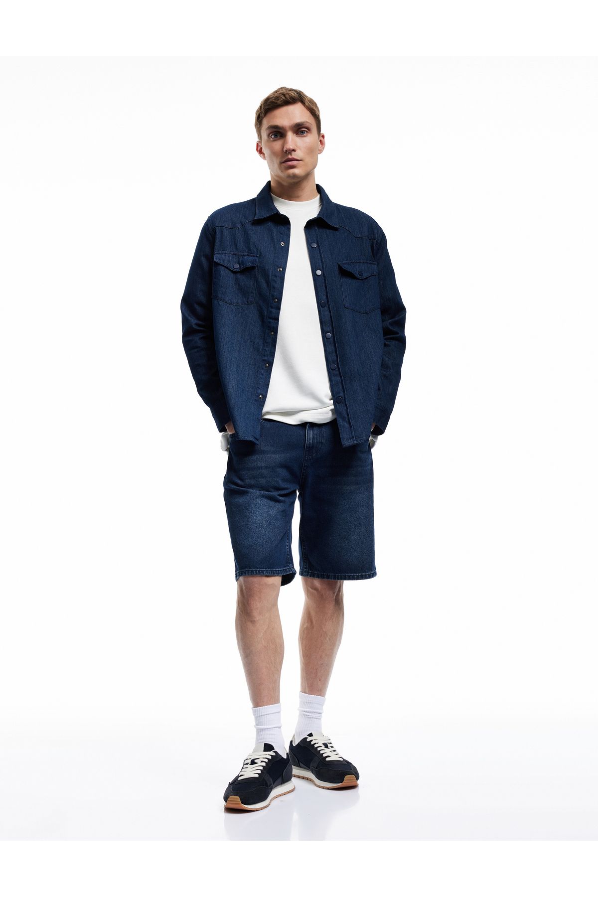 Koton Normal Bel Pamuklu Bermuda Oversize Jean Şort