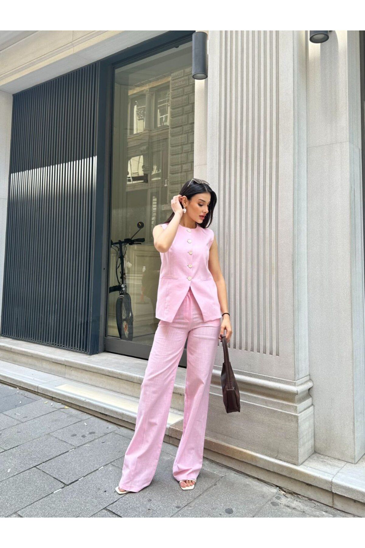 Castivo Fashion olsuz Düğmeli Ceket ve Palazzo Pantolon