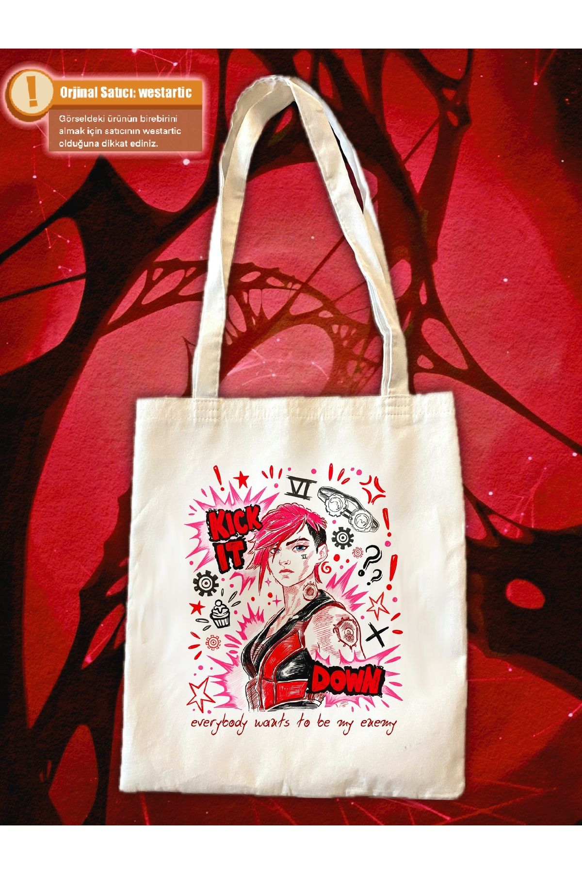 westartic Arcane Vi Baskılı Kanvaz Bez Kumaş Omuz Çantası - Tote Bag