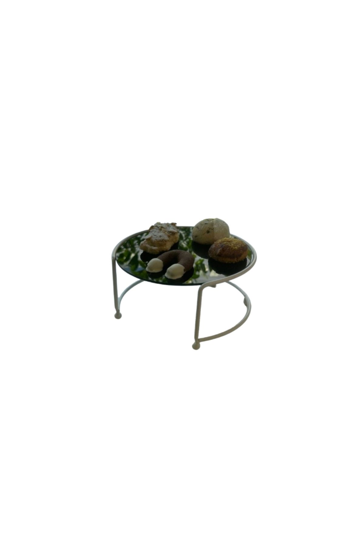 Edora Home Bej Küçük Boy Sunumluk Metal Hediyelik Dekorasyon İkramlık / Siyah Pleksi / Paslanmaz