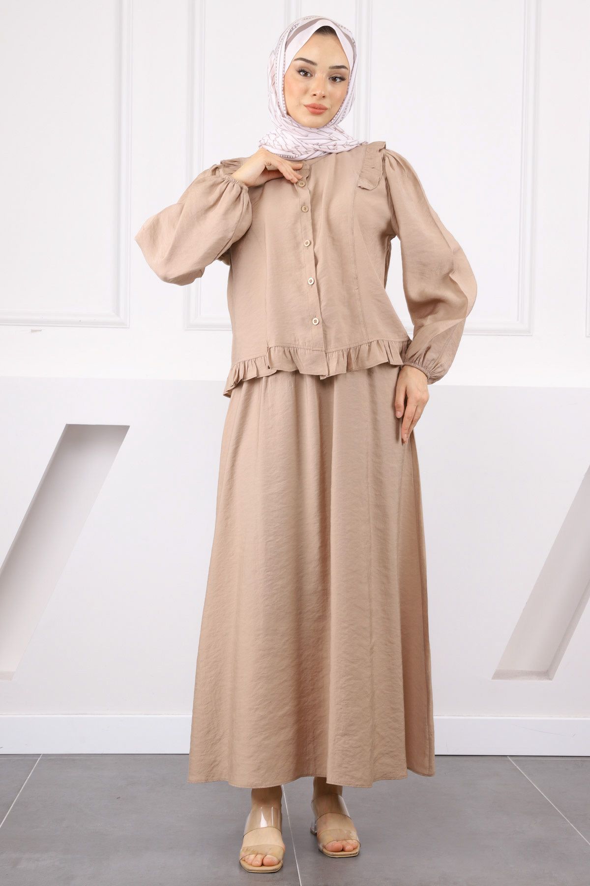 İmajButik Vizon Gömlek Etekli Takım