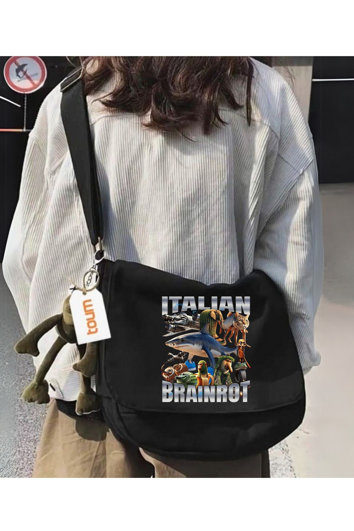 Toum italian Brainrot Baskılı Unisex Postacı Çantası