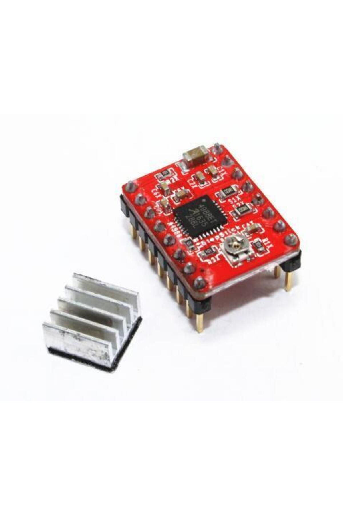 Devre Dünyası A4988 Soğutuculu DC 8-35V 2A Step Motor Sürücü Kartı Kırmızı PCB