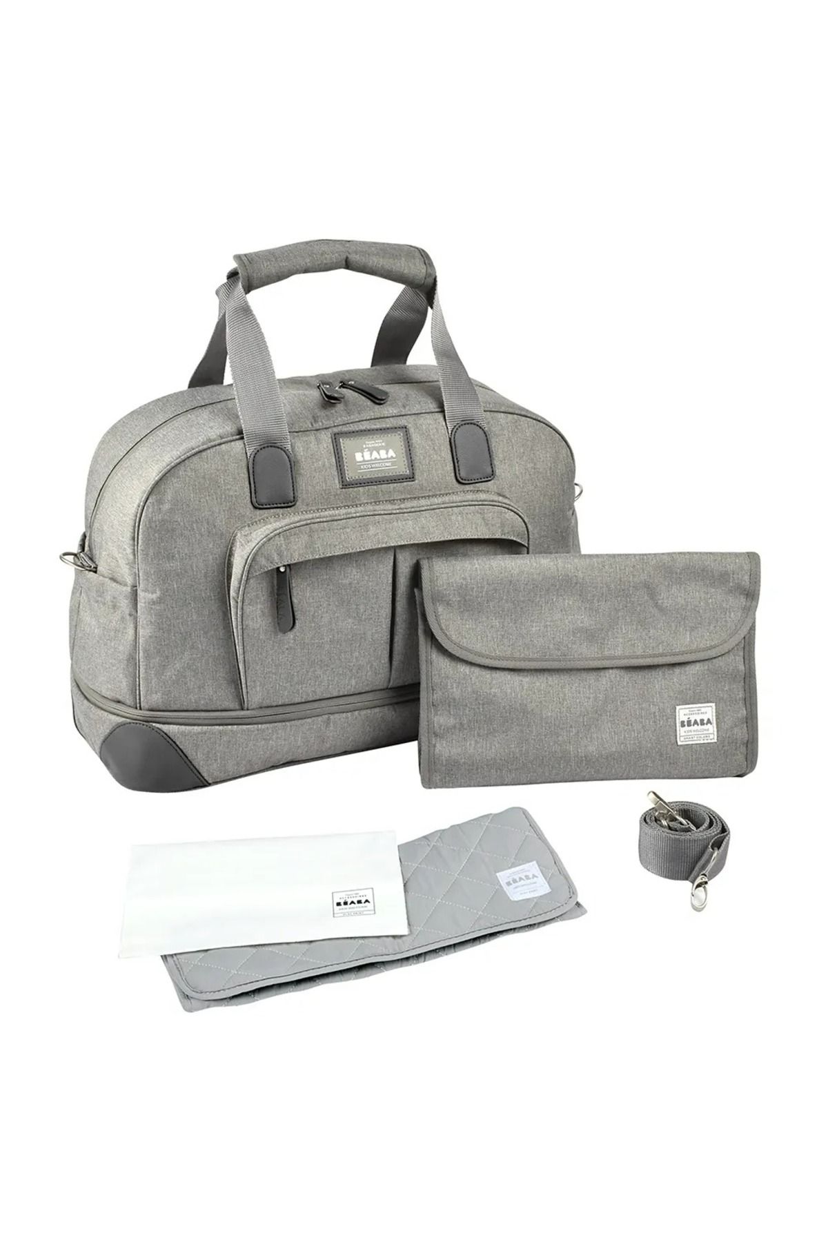 Beaba Amsterdam Değiştirme Çantası Heather Grey, Dayanıklı %100 PU Kumaş, Şık ve Fonksiyonel