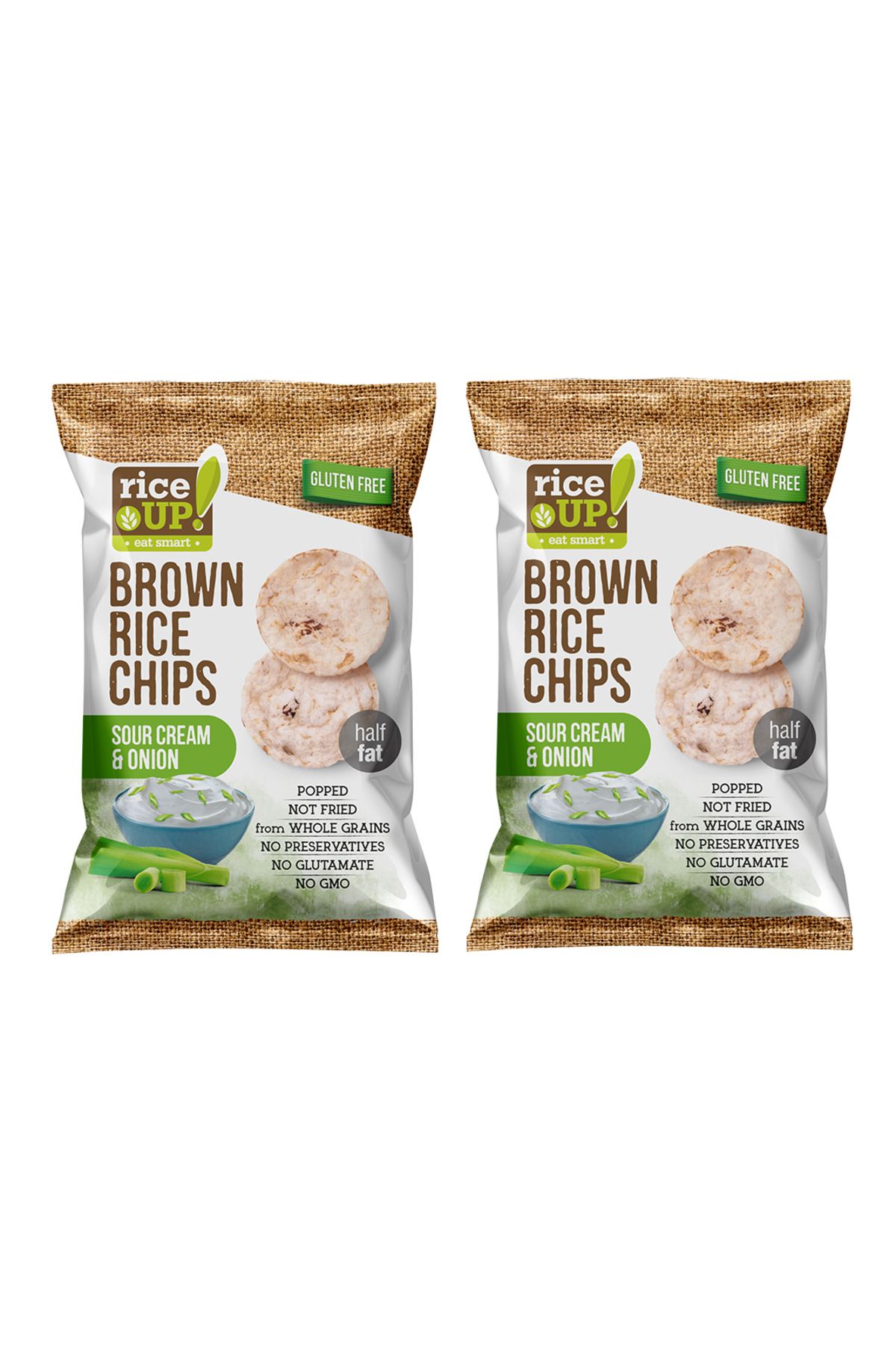 Rice Up 2 Adet Glutensiz Sour Cream and Onion, Brown Rice Chips 60g