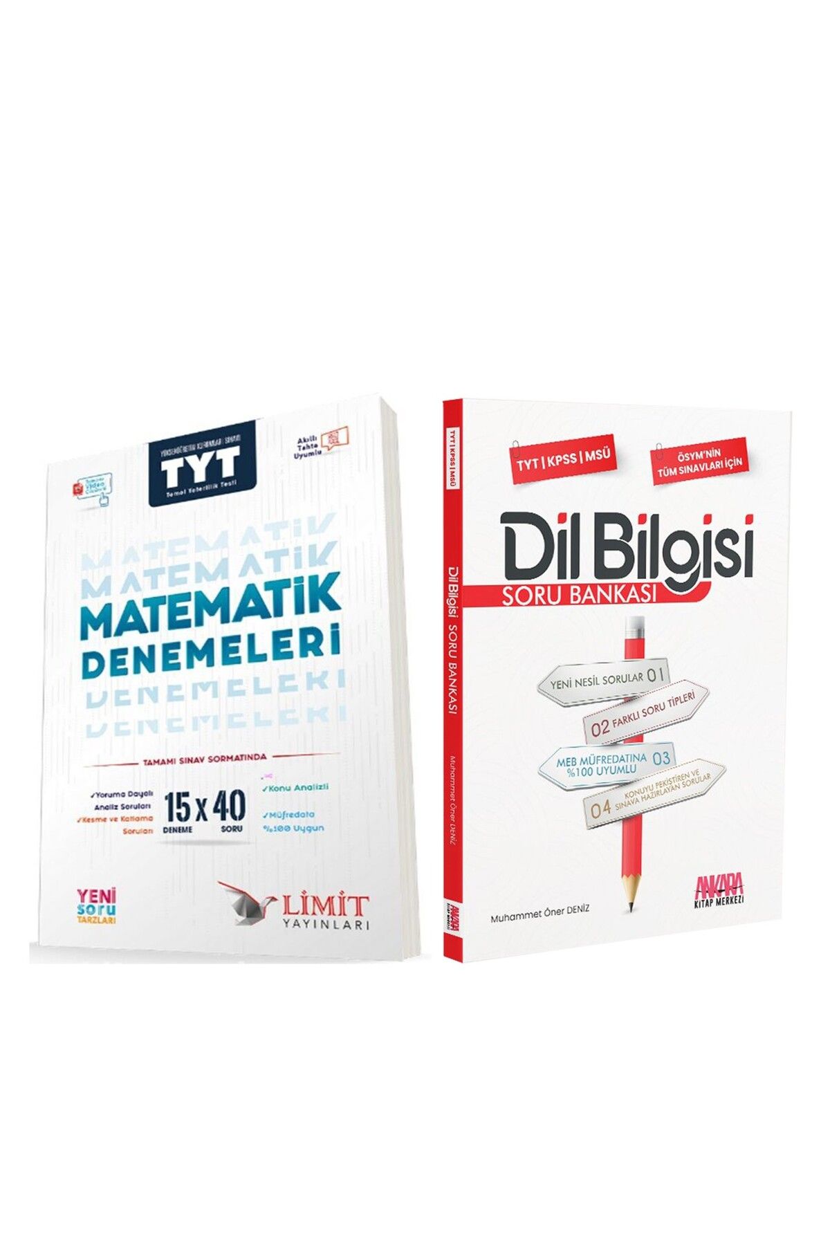 Ankara Kitap Merkezi Limit Yayınları TYT Matematik 15x40 Denemeleri ve AKM Dil Bilgisi Soru Bankası Seti 2 Kitap