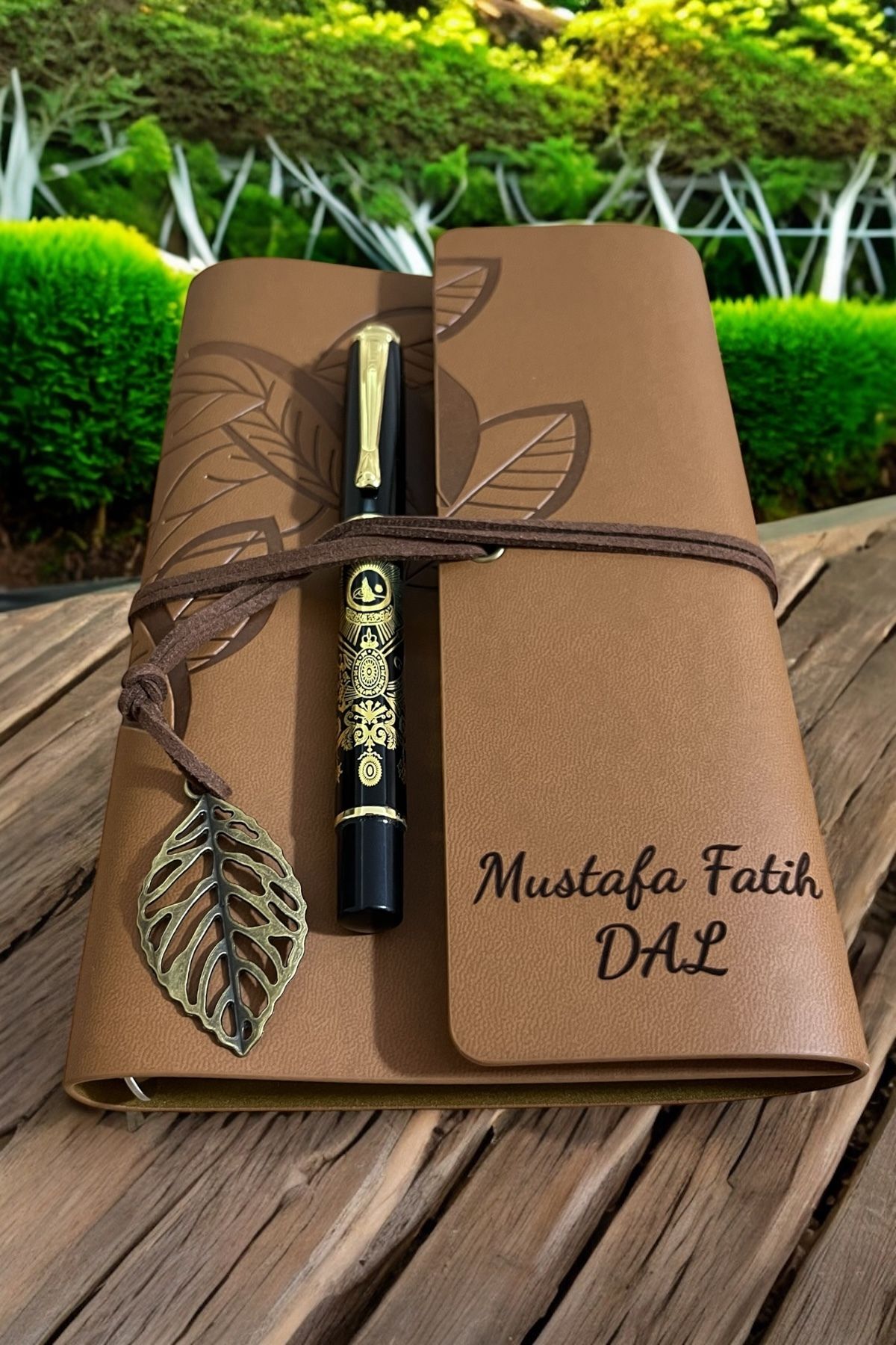 Zeysel store Osmanlı Tuğralı Roller Kalem & Kişiye Özel Vegan Deri Defter Hediye Seti
