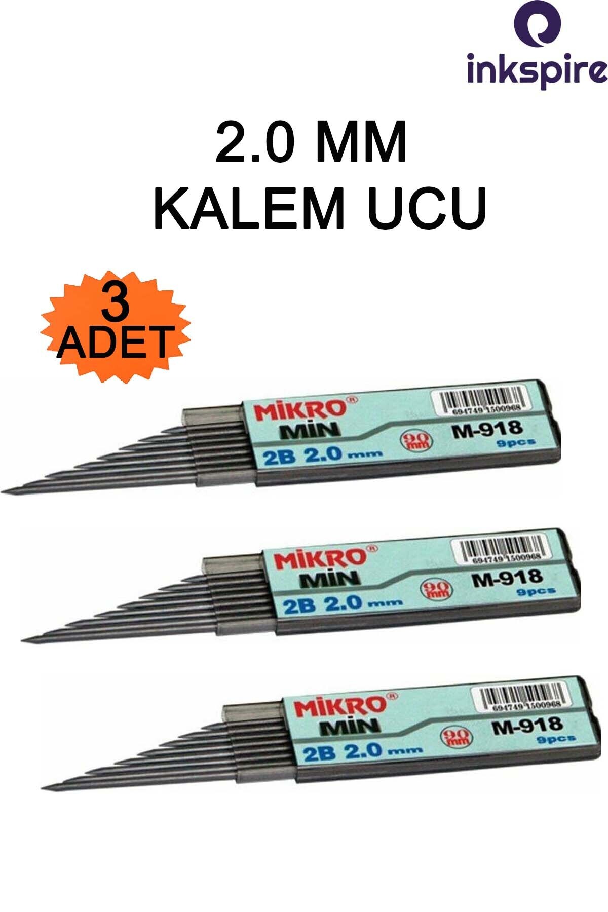 inkspire 2.0 Uçlu Kalem Ucu 2B 90 Mm 9 Lu 3 Paket Versatil Kalem Ucu Uçlu Kalem İçi Kalın 2 Mm Kalem Uç 0.2