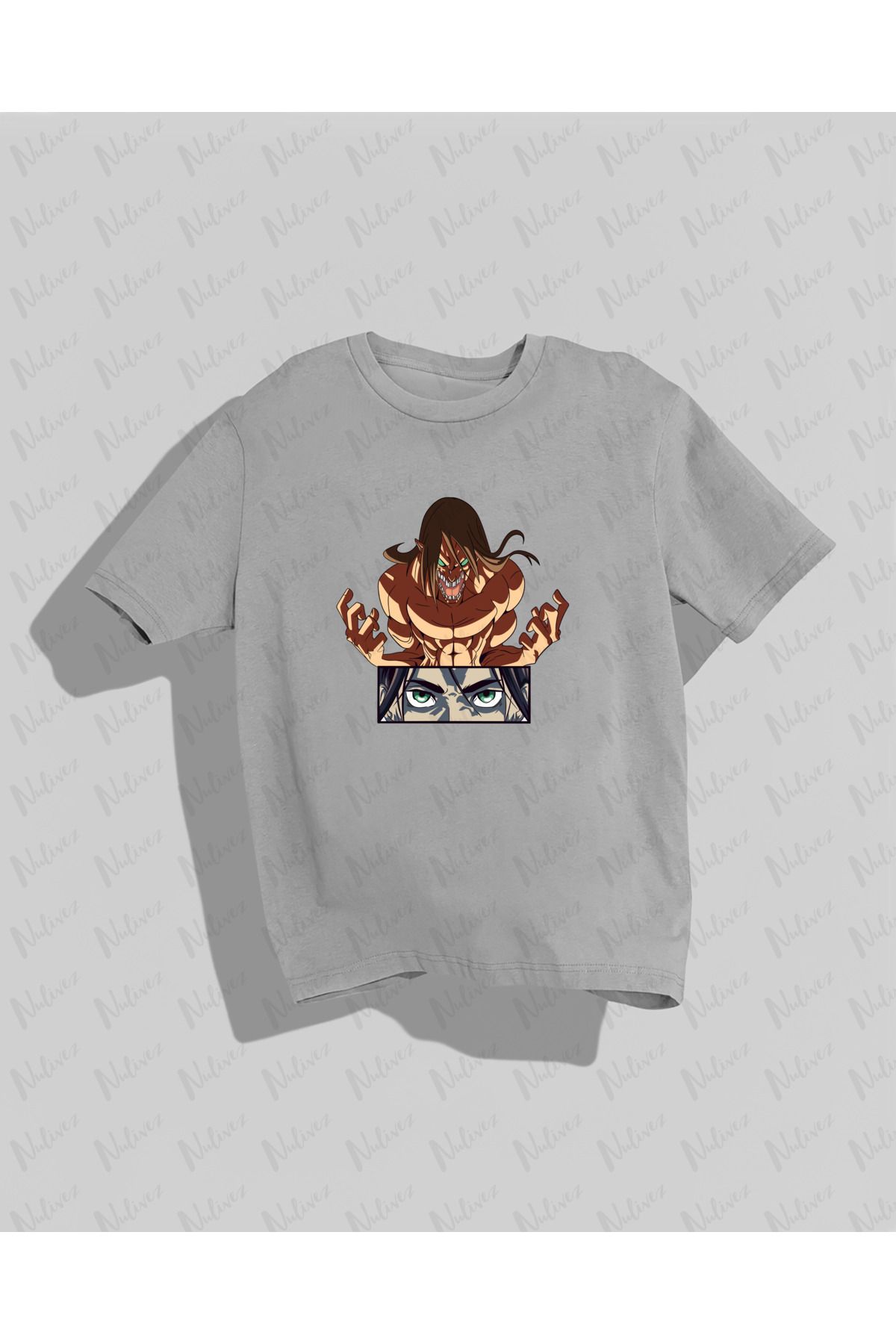 Nulivez Attack On Titan Tasarımı Baskılı Yüksek Kalite Kompakt Unisex Oversize T-Shirt
