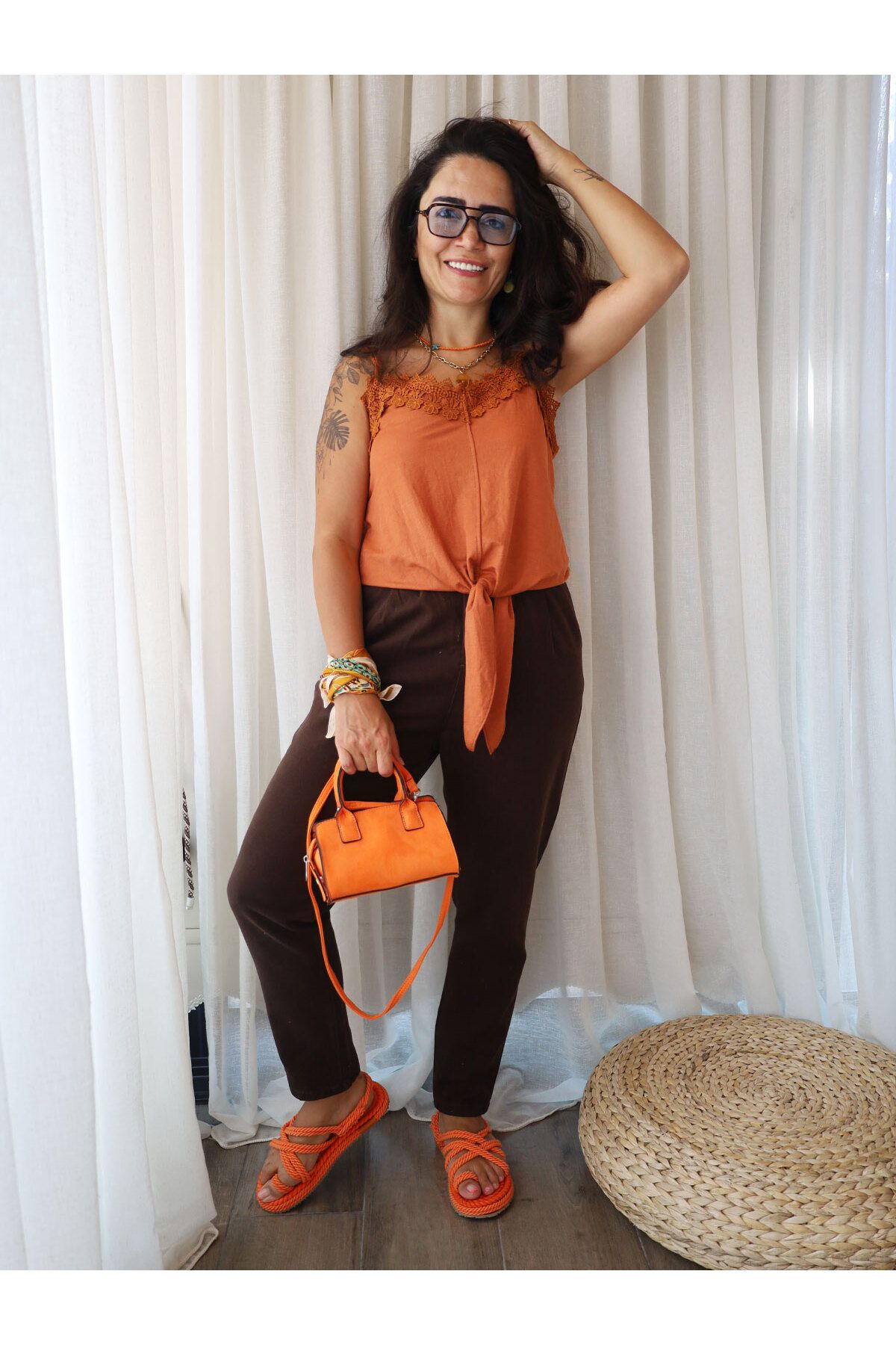 Burcu Özpıranga Lugo Kahve Askılı Bluz