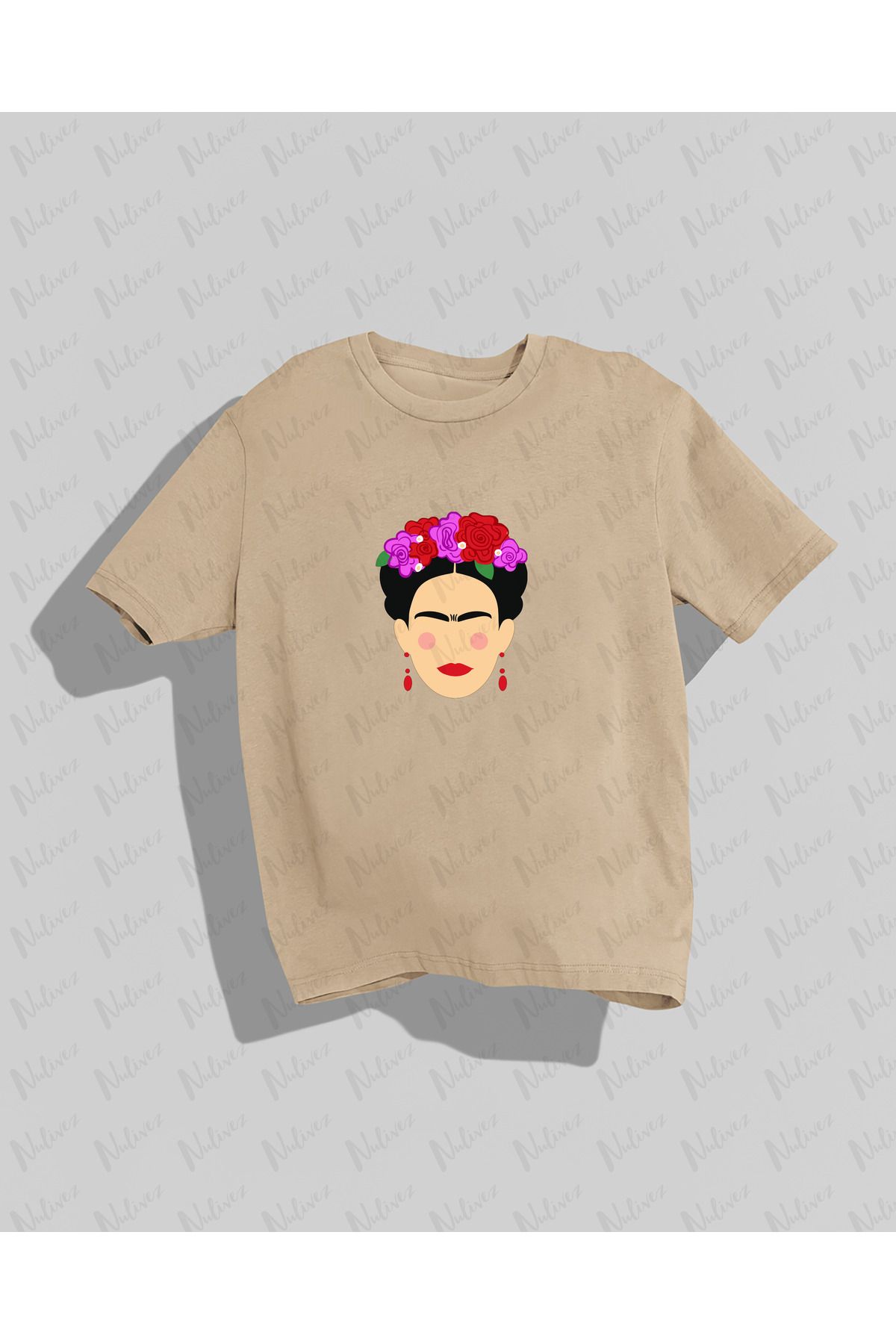 Nulivez Baskılı Yüksek Kalite Kompakt Oversize Kadın T-Shirt